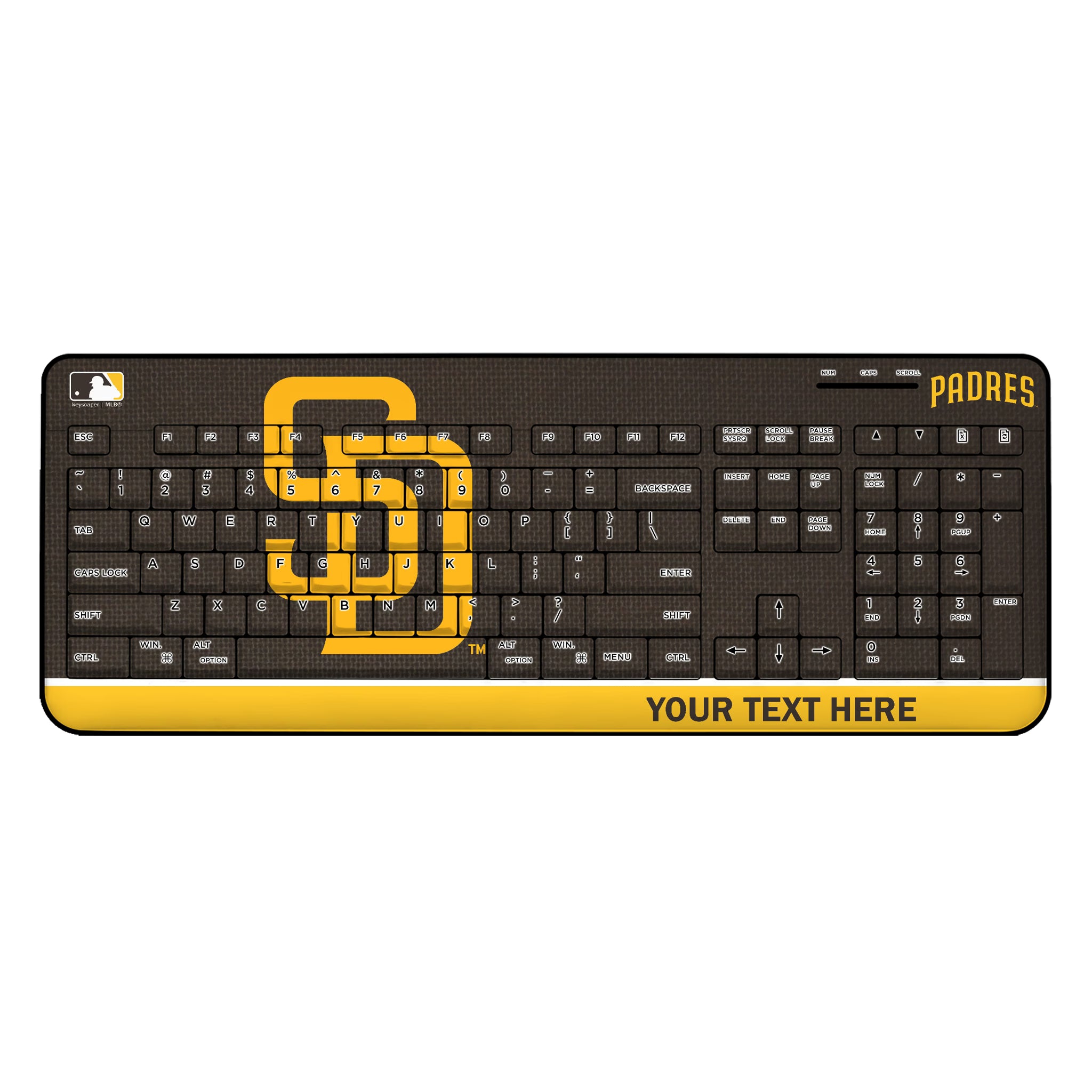 San Diego Padres Personalized Endzone Solid Wireless USB Keyboard