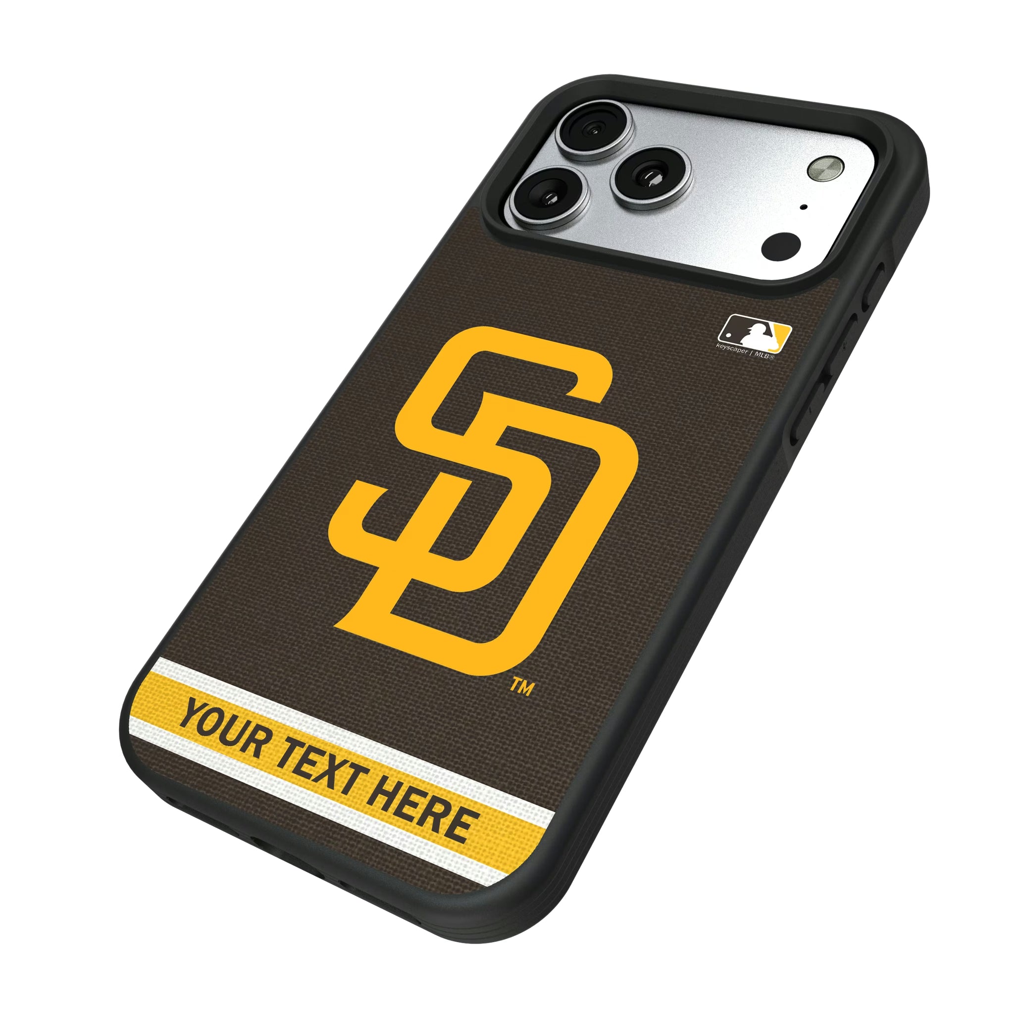 San Diego Padres Personalized Stripe iPhone Bump Phone Case for Apple iPhone - Isometric View#Device_iPhone 17 Pro Max