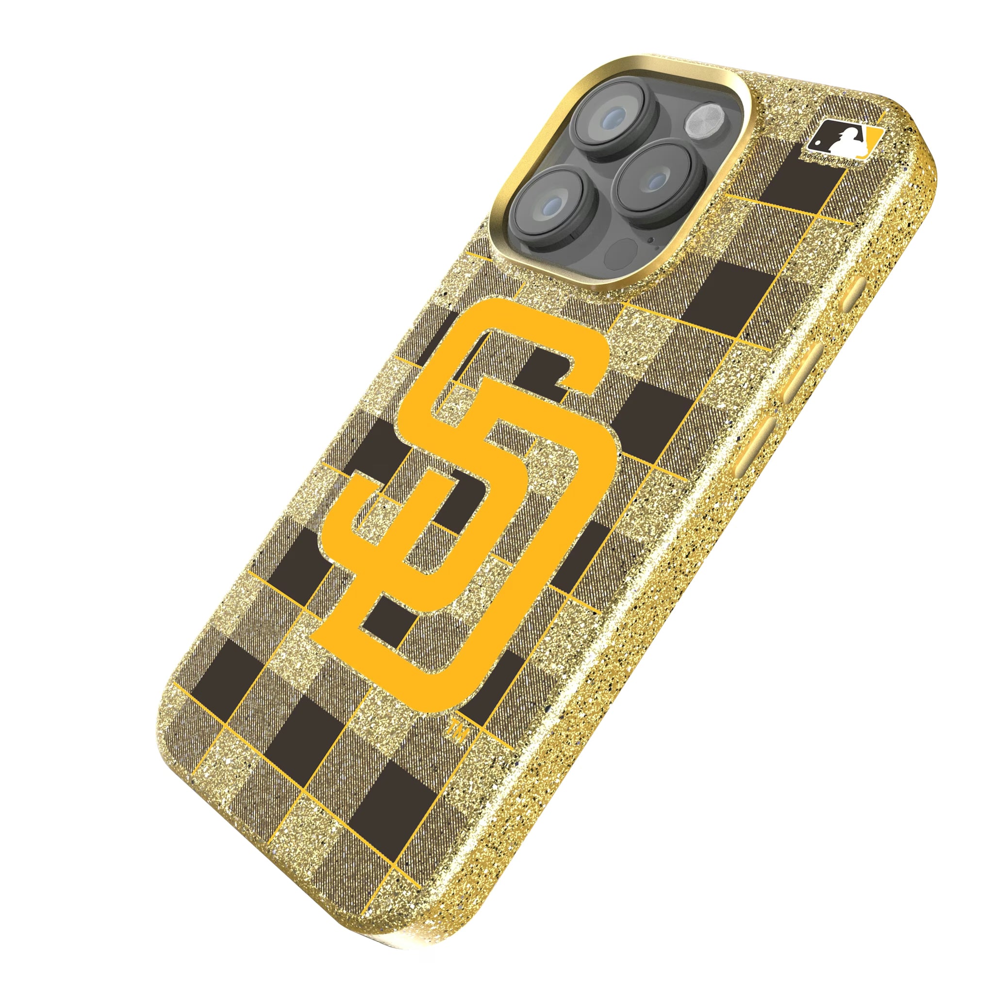 San Diego Padres Plaid iPhone Bling Phone Case for Apple iPhone - Isometric View