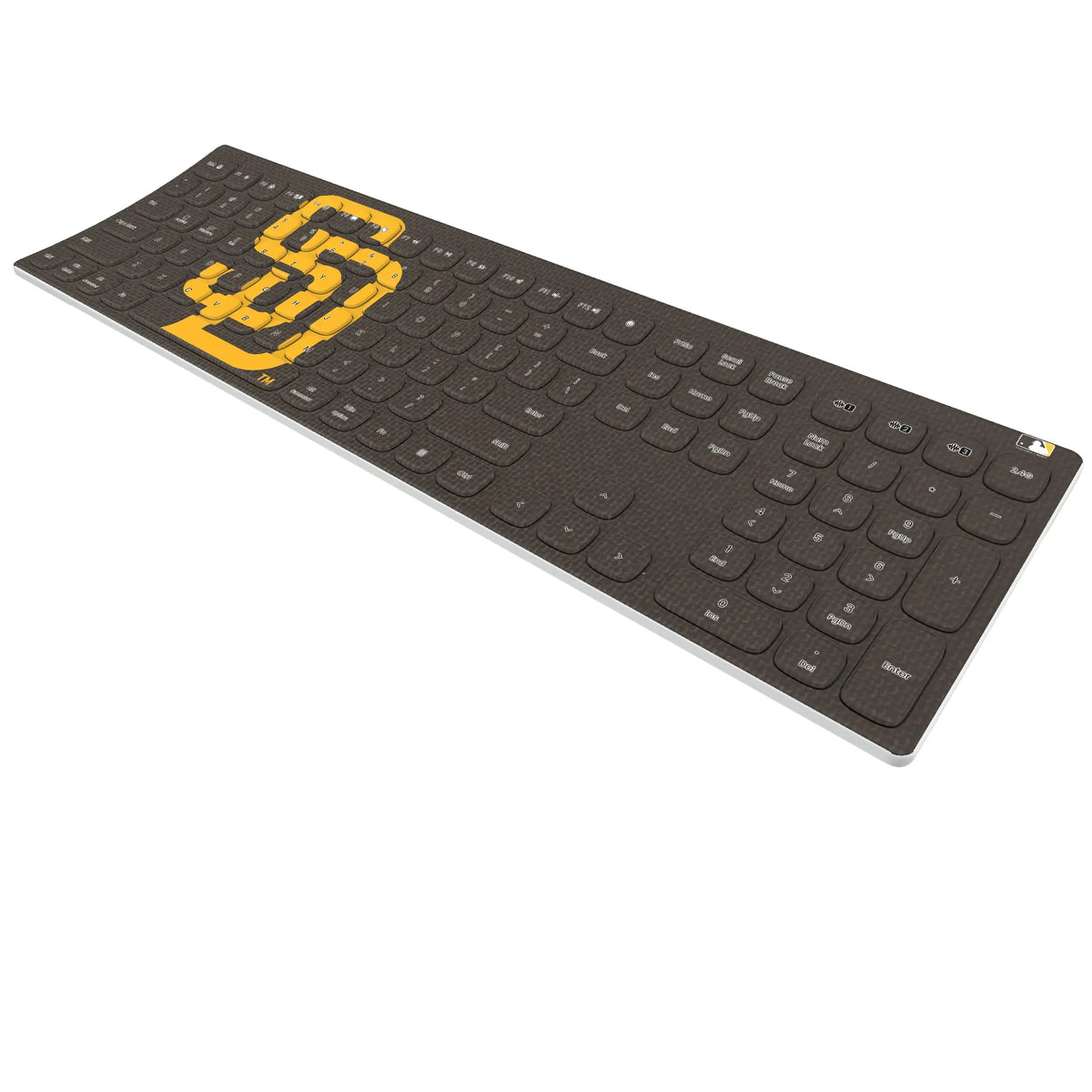 San Diego Padres Solid KKB605 Curved Wireless Keyboard - Isometric View