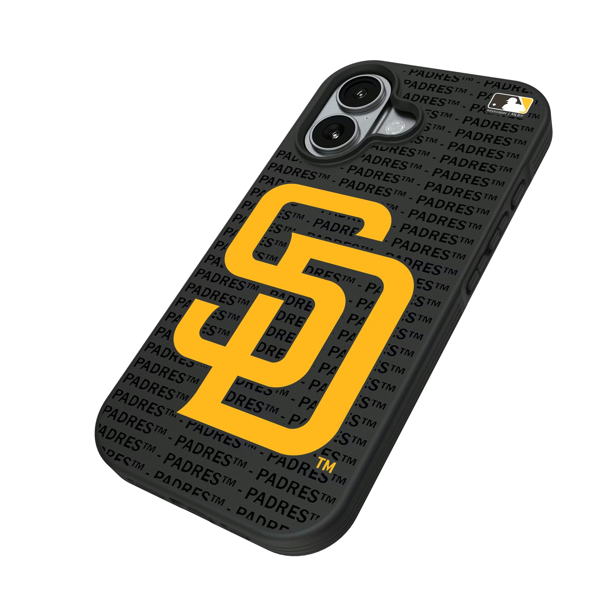 San Diego Padres Text Backdrop iPhone Bump Phone Case for Apple iPhone - Isometric View#Device_iPhone 17