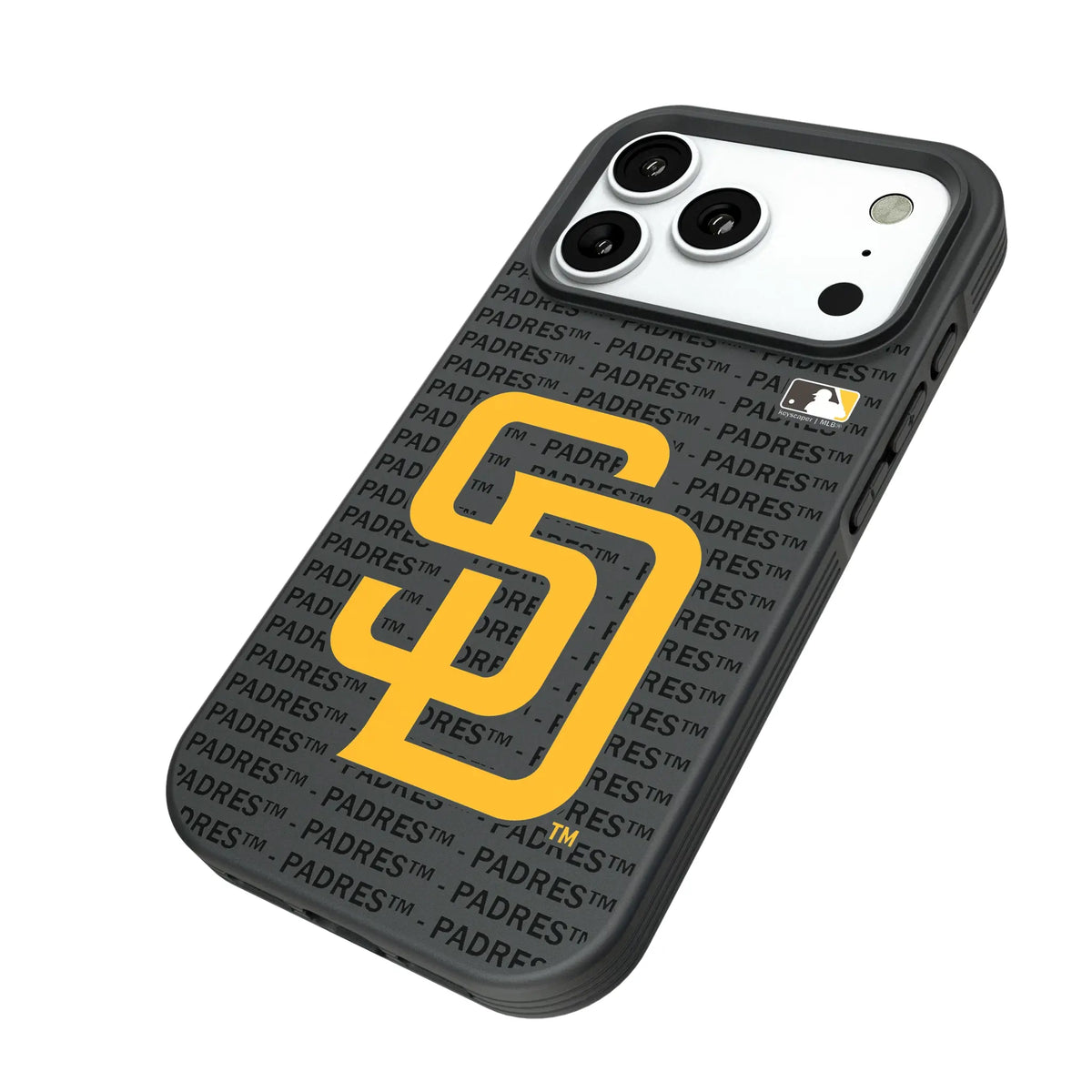 San Diego Padres Text Backdrop iPhone Bump Phone Case for Apple iPhone - Isometric View#Device_iPhone 18 Pro