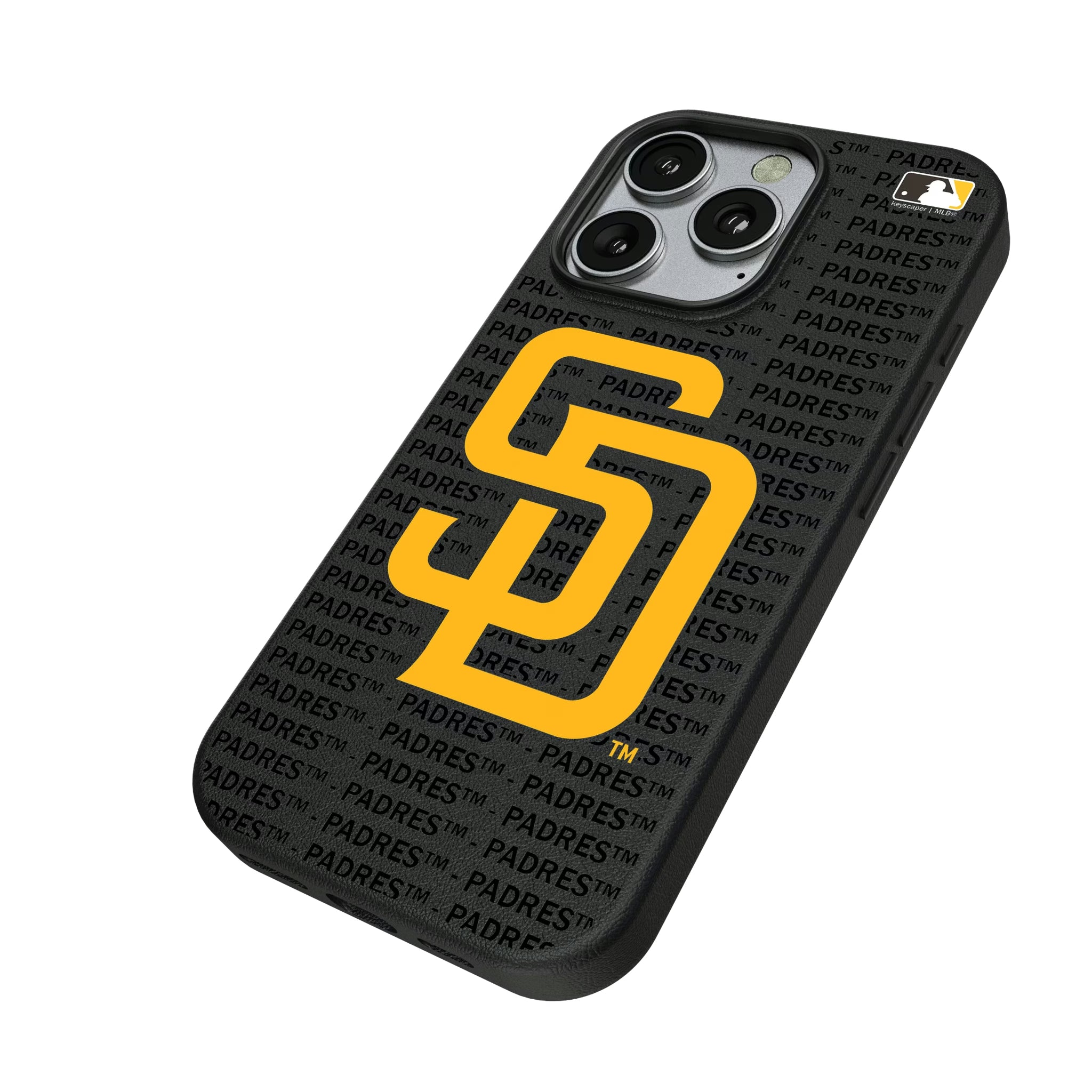 San Diego Padres Text Backdrop iPhone MagSafe Compatible Phone Case for Apple iPhone - Isometric View