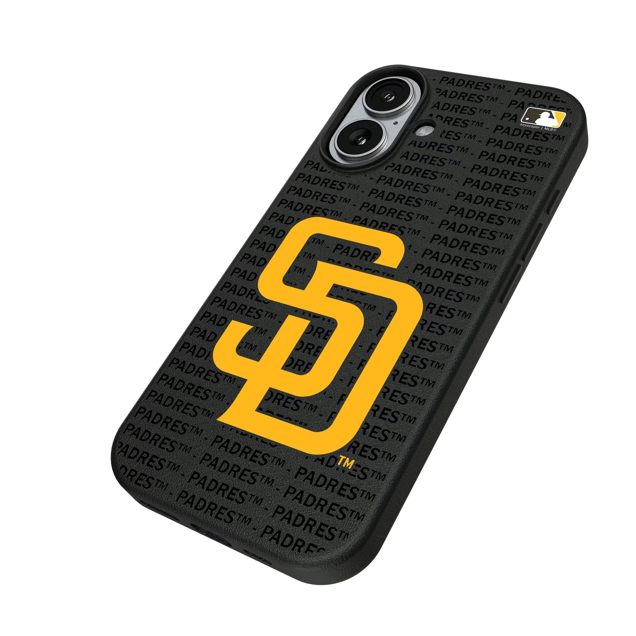 San Diego Padres Text Backdrop iPhone MagSafe Compatible Phone Case for Apple iPhone - Isometric View#Device_iPhone 17