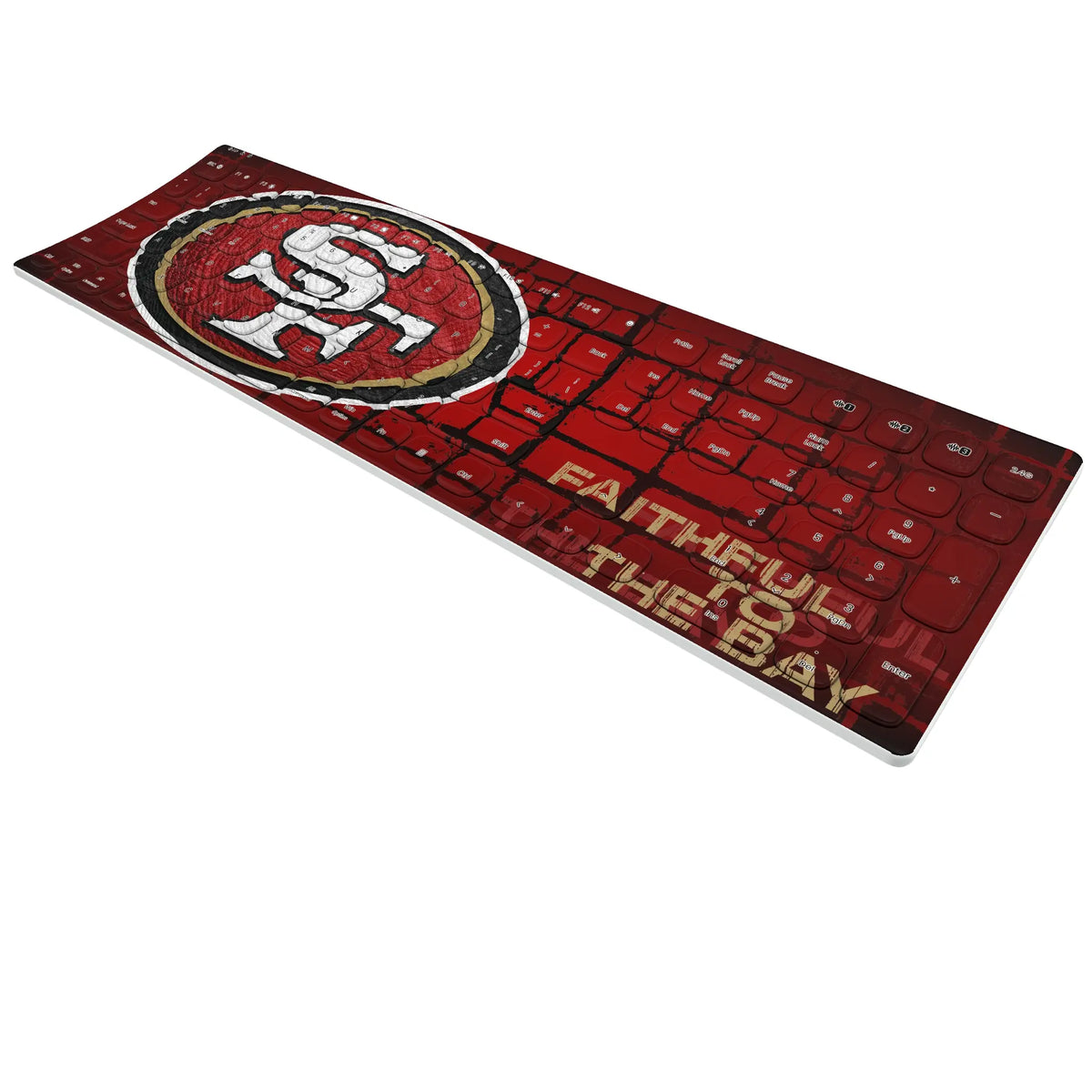 San Francisco 49ers Brick KKB605 Curved Wireless Keyboard - Isometric View