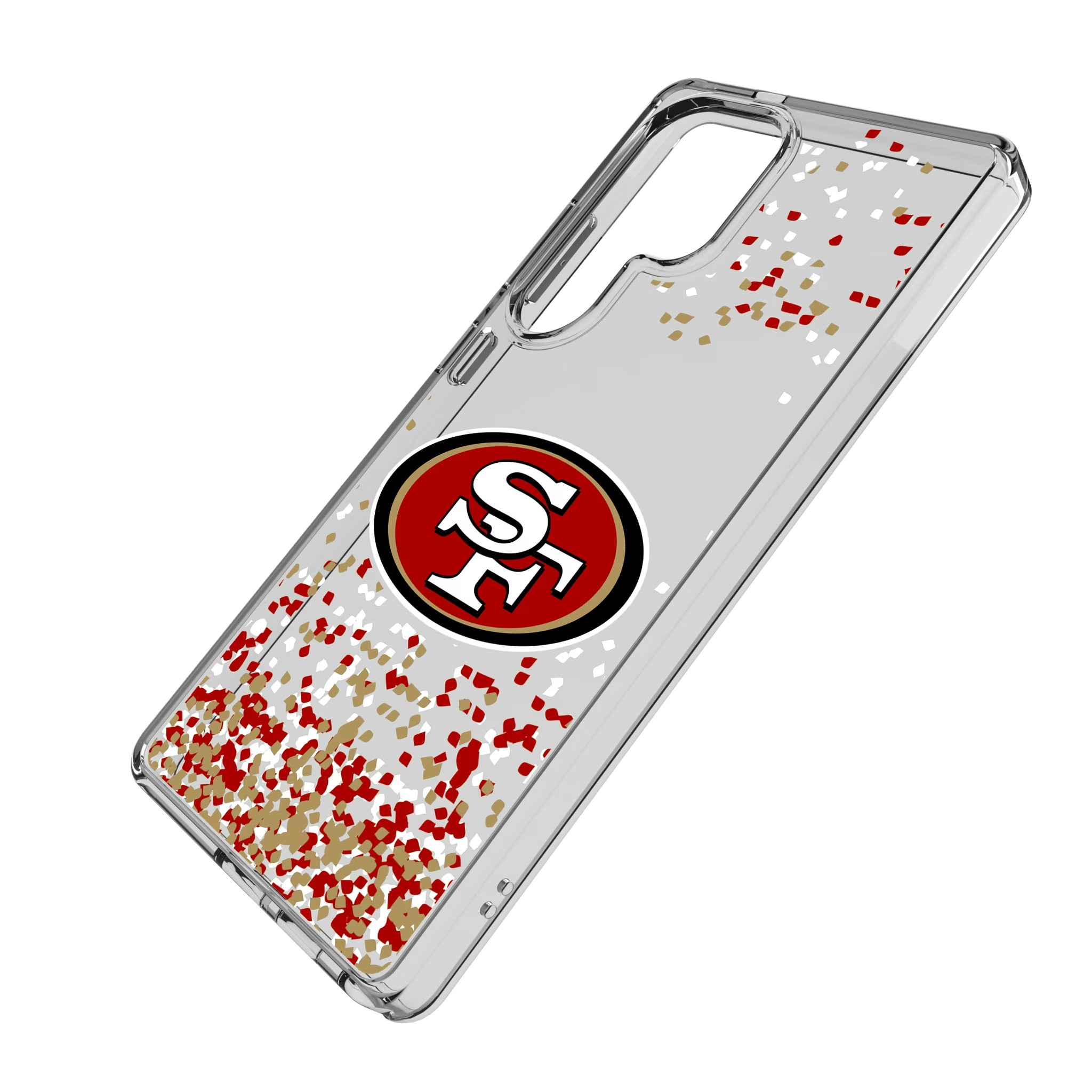 San Francisco 49ers Confetti Galaxy Clear Phone Case for Samsung Galaxy - Isometric View