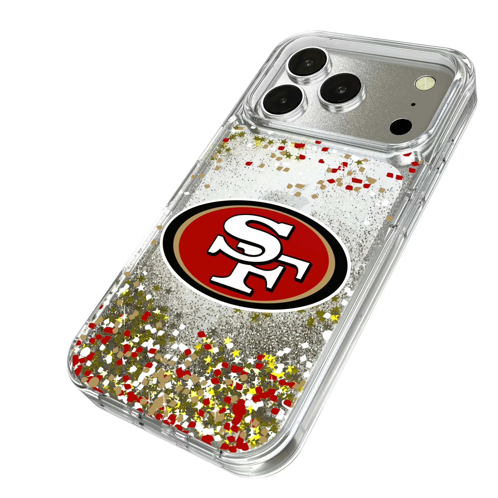 San Francisco 49ers Confetti iPhone Glitter Phone Case for Apple iPhone - Isometric View