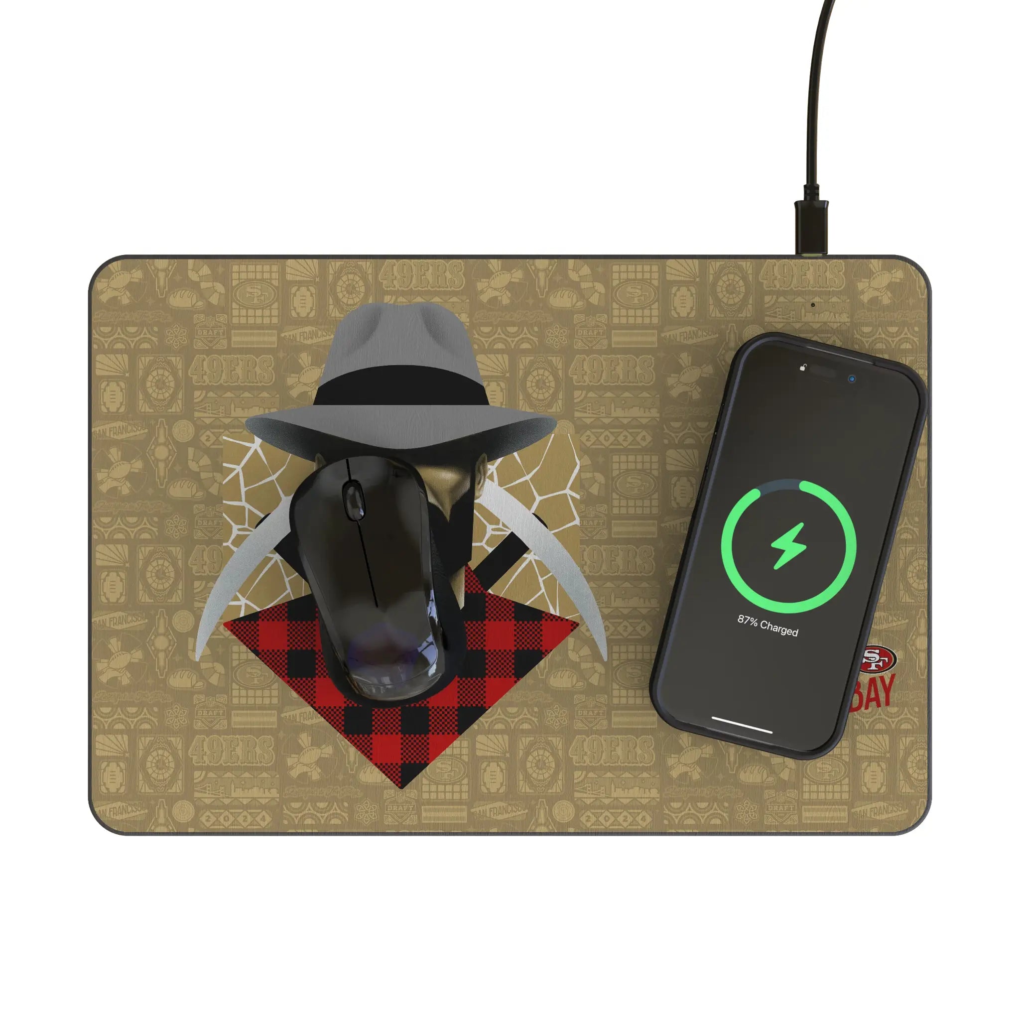 San Francisco 49ers Deco 15-Watt Wireless Charger and Mouse Pad - Lifestyle
