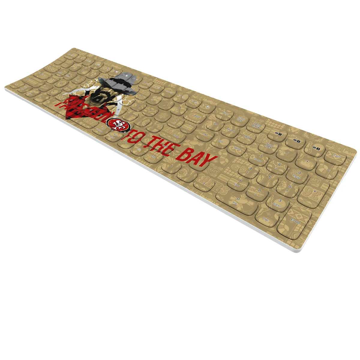 San Francisco 49ers Deco KKB605 Curved Wireless Keyboard - Isometric View