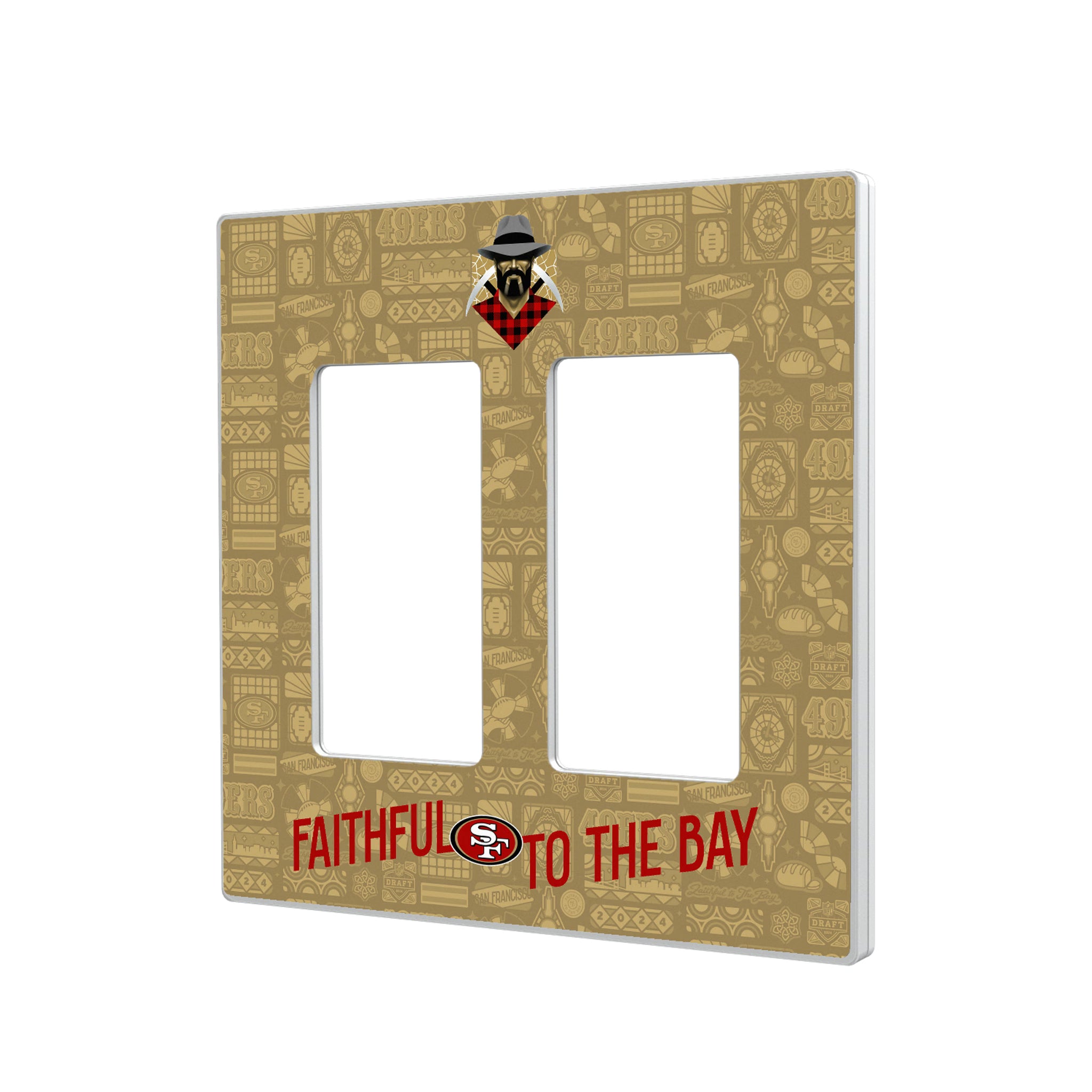 San Francisco 49ers Deco Hidden-Screw Light Switch Plate#Style_Double Rocker