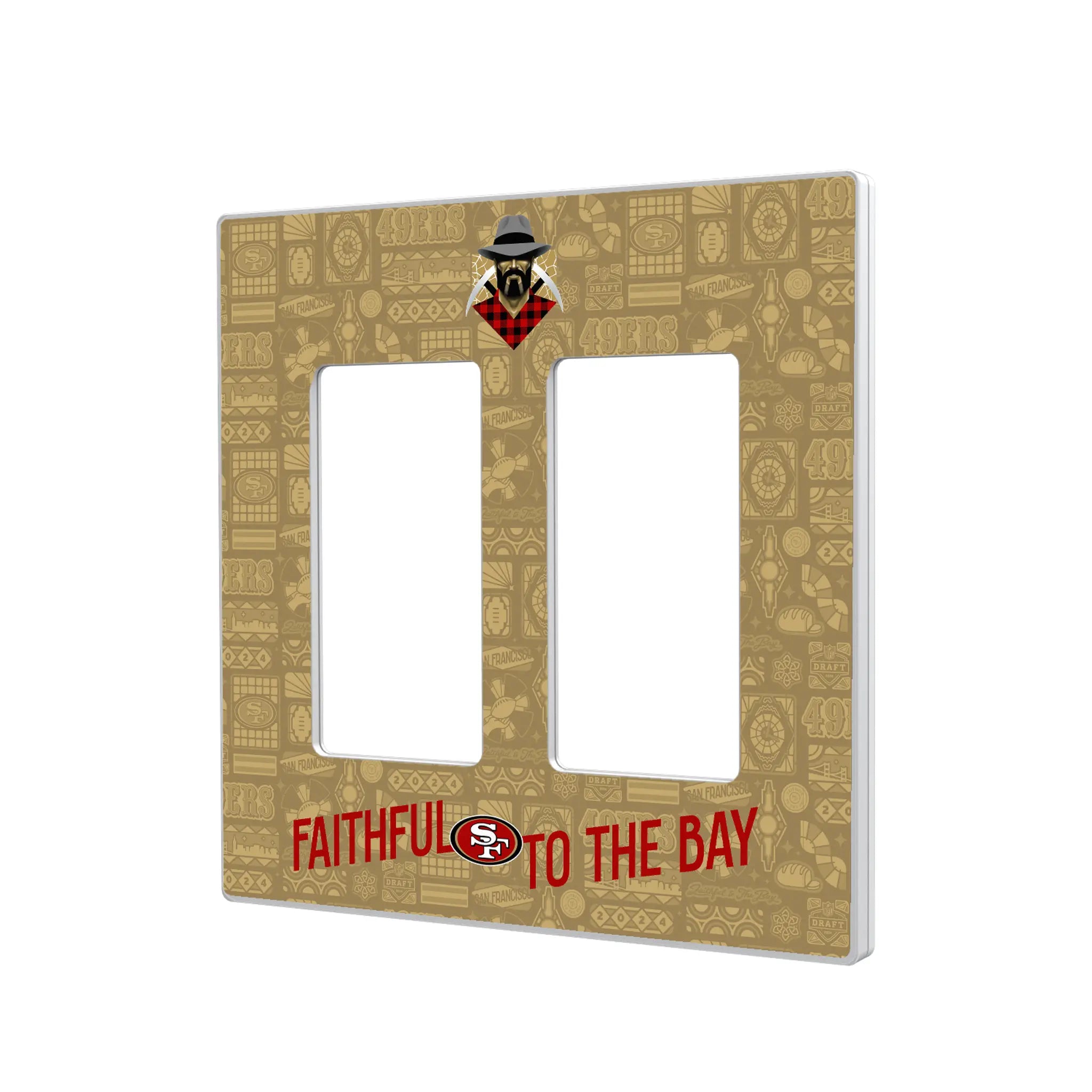 San Francisco 49ers Deco Hidden-Screw Light Switch Plate#Style_Double Rocker