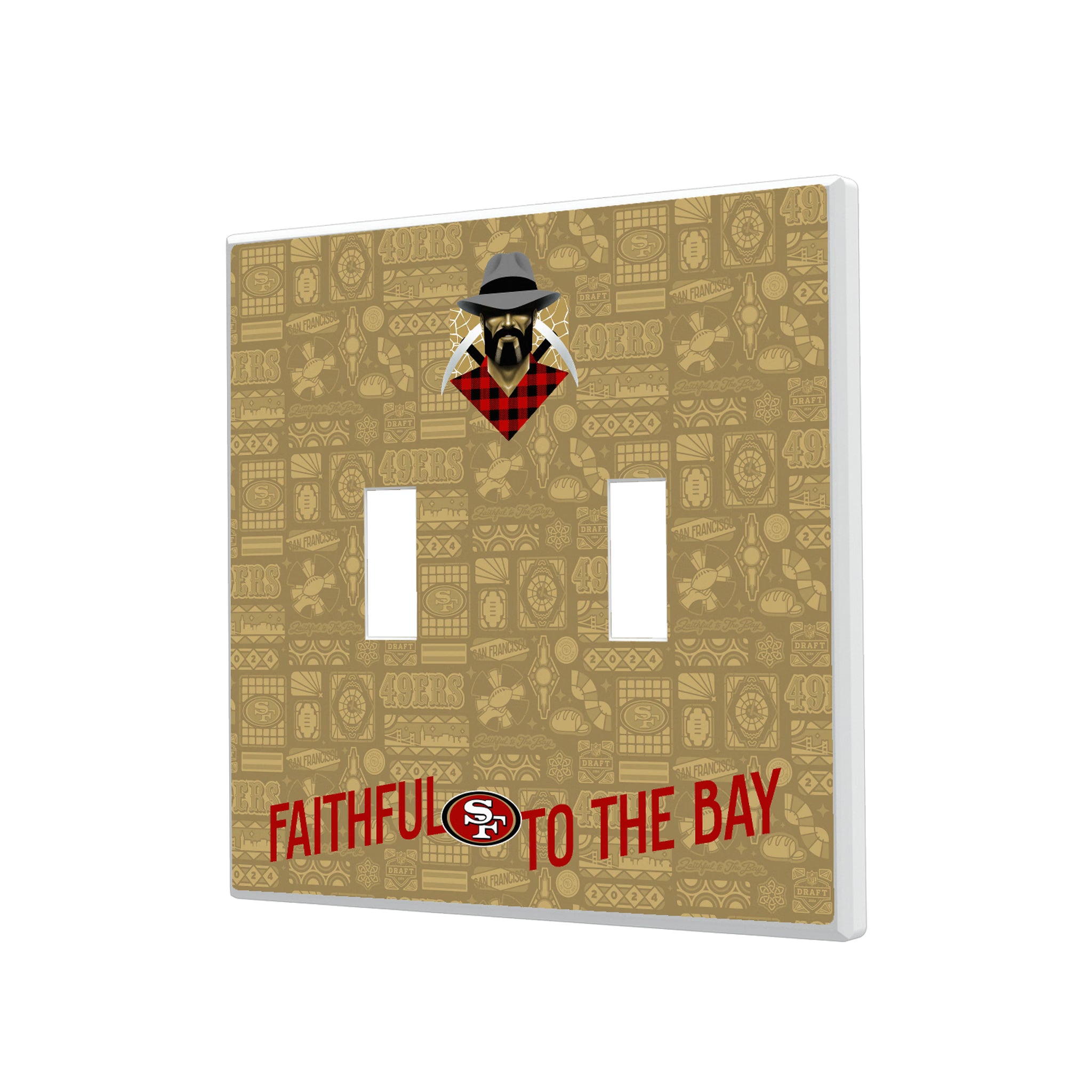 San Francisco 49ers Deco Hidden-Screw Light Switch Plate#Style_Double Toggle