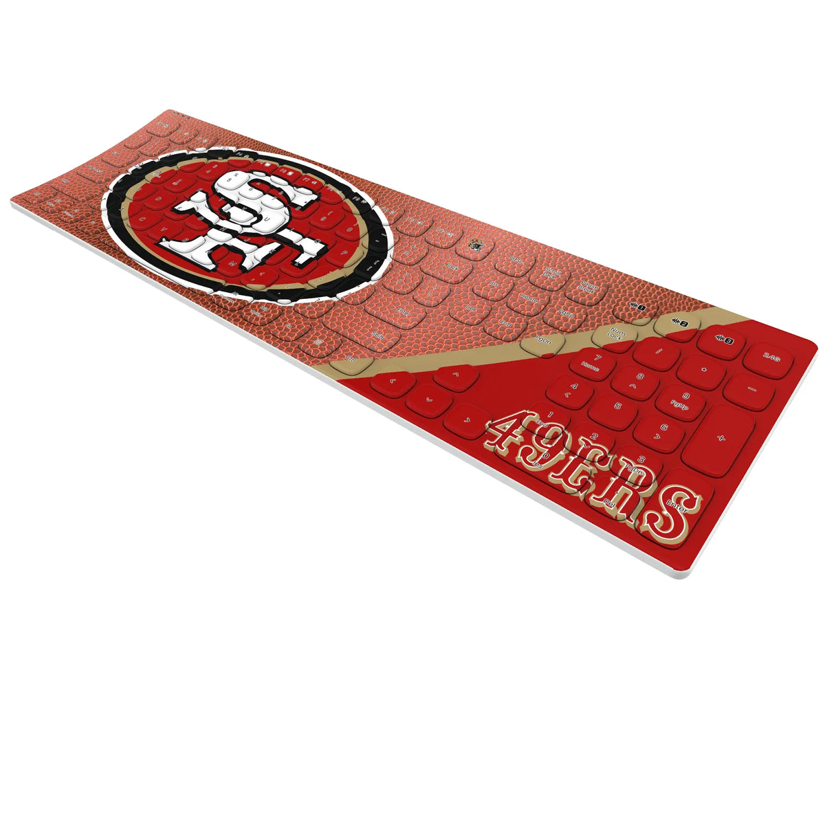 San Francisco 49ers Football KKB605 Curved Wireless Keyboard - Isometric View