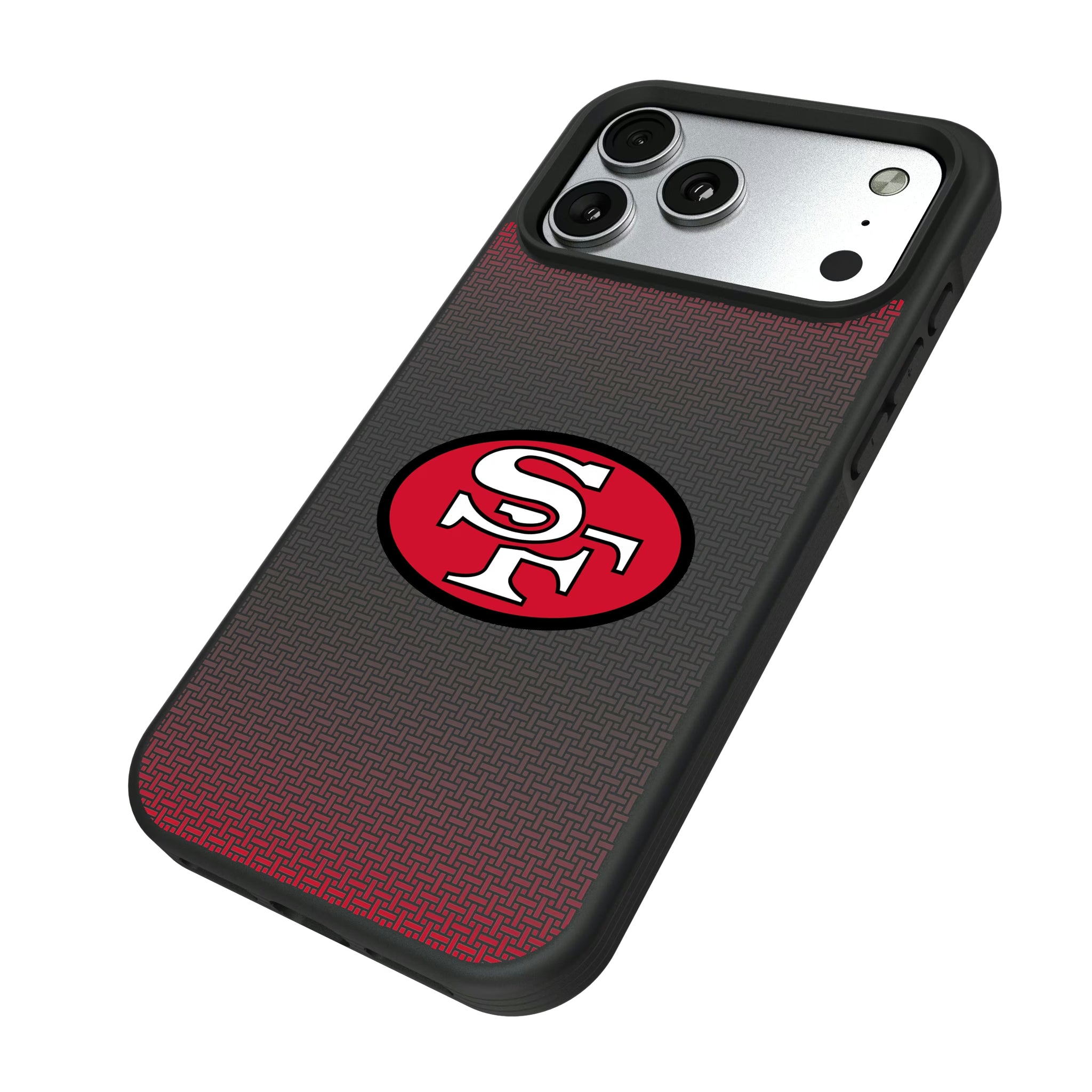 San Francisco 49ers Historic Collection Linen iPhone Bump Phone Case for Apple iPhone - Isometric View#Device_iPhone 17 Pro Max