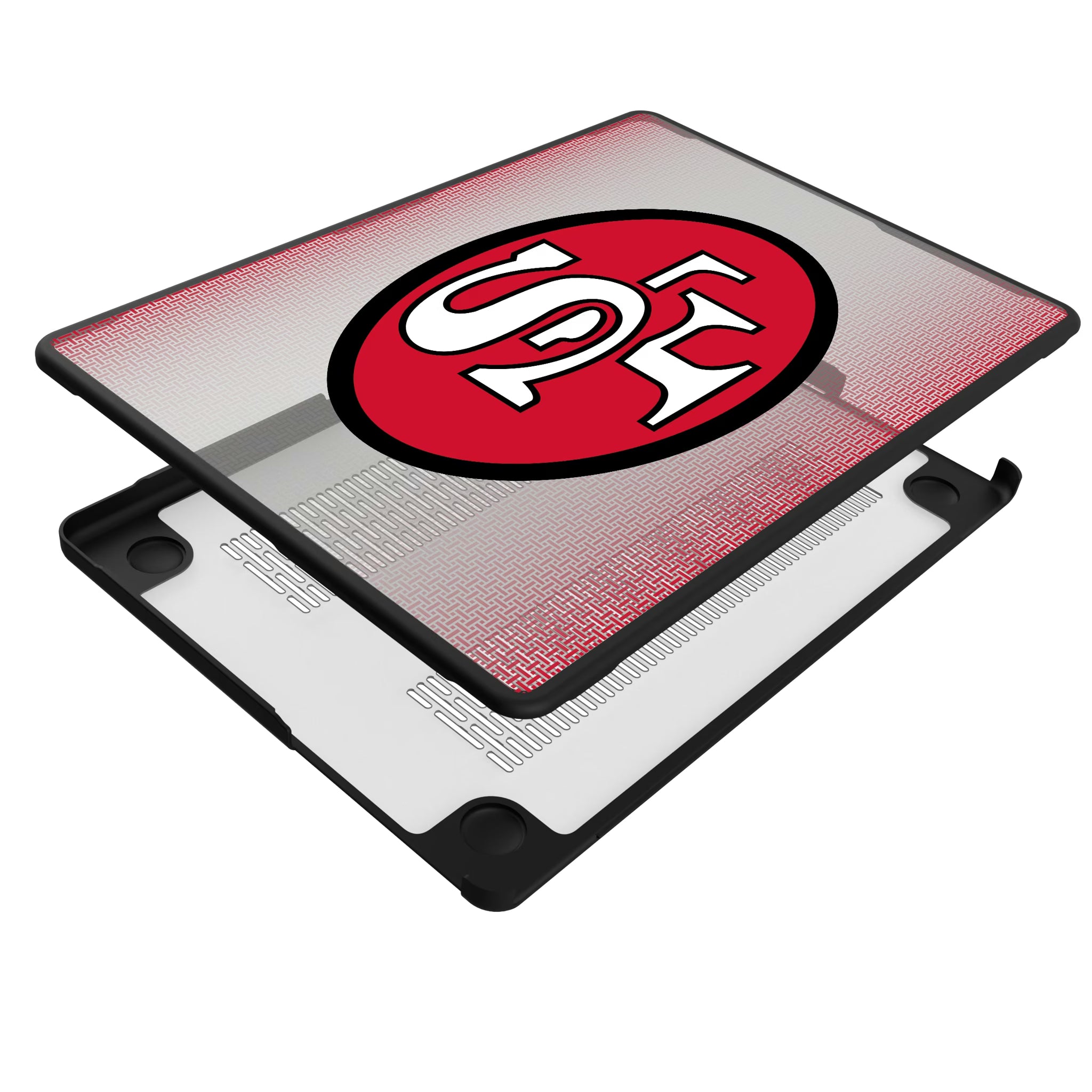 San Francisco 49ers Historic Collection Linen MacBook Laptop Case for Apple MacBook - Isometric View#Device_MacBook Pro (14-inch, 2021) / MacBook Pro (14-inch, 2023) / MacBook Pro (14-inch, 2024)