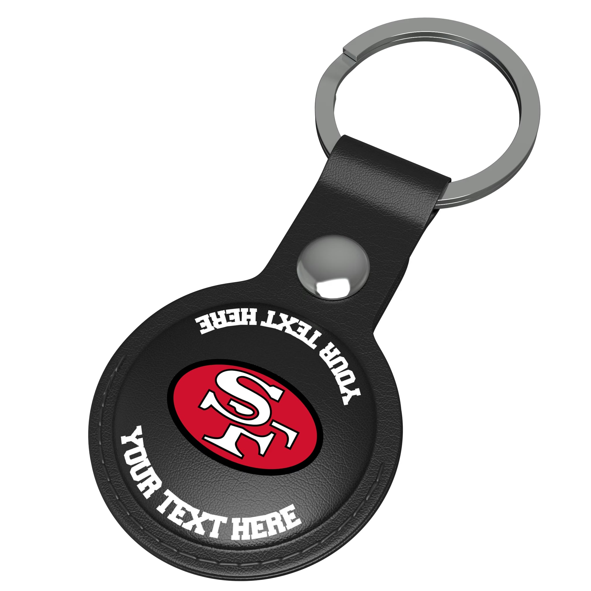 San Francisco 49ers Historic Collection Personalized Insignia AirTag Black Airtag Holder - Isometric View