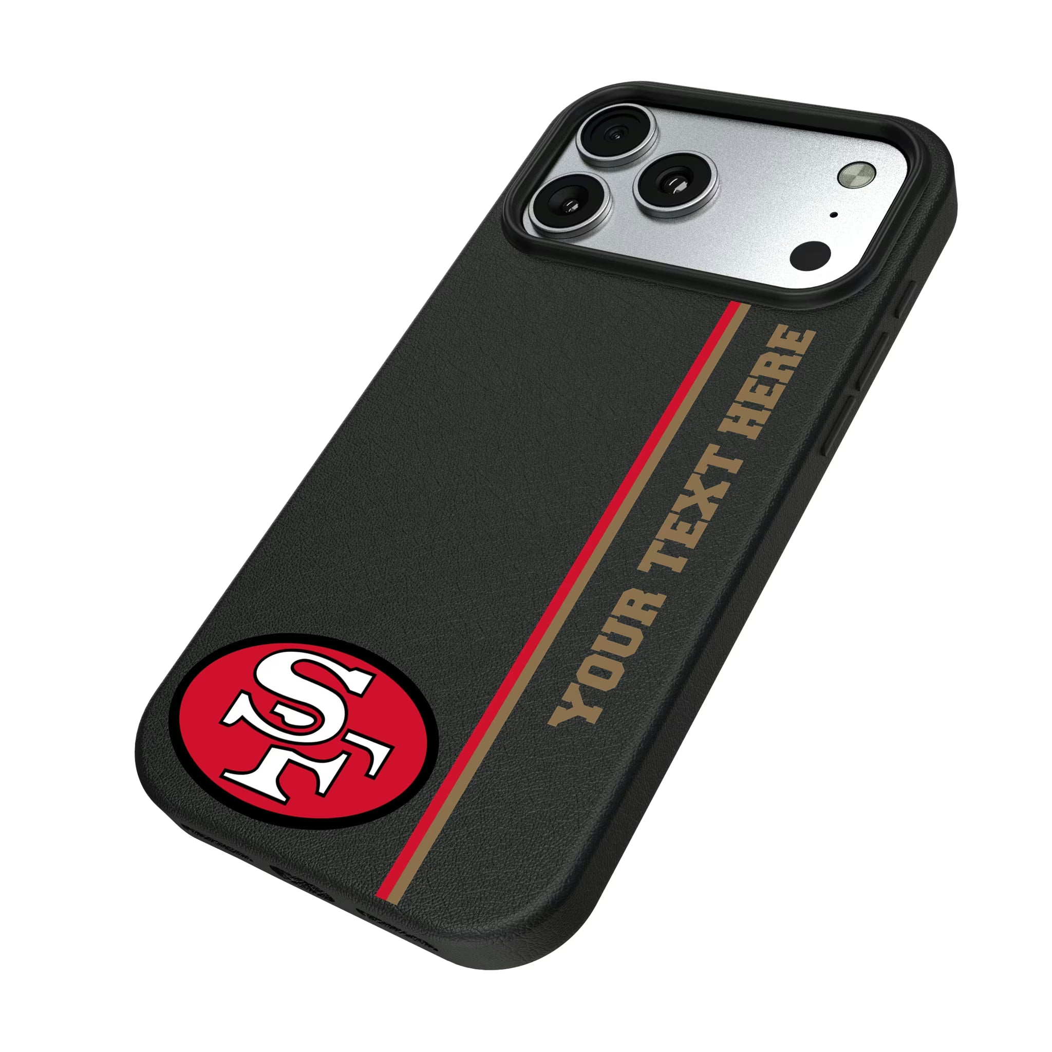 San Francisco 49ers Historic Collection Personalized Sidebard iPhone MagSafe Compatible Phone Case for Apple iPhone - Isometric View#Device_iPhone 17 Pro Max