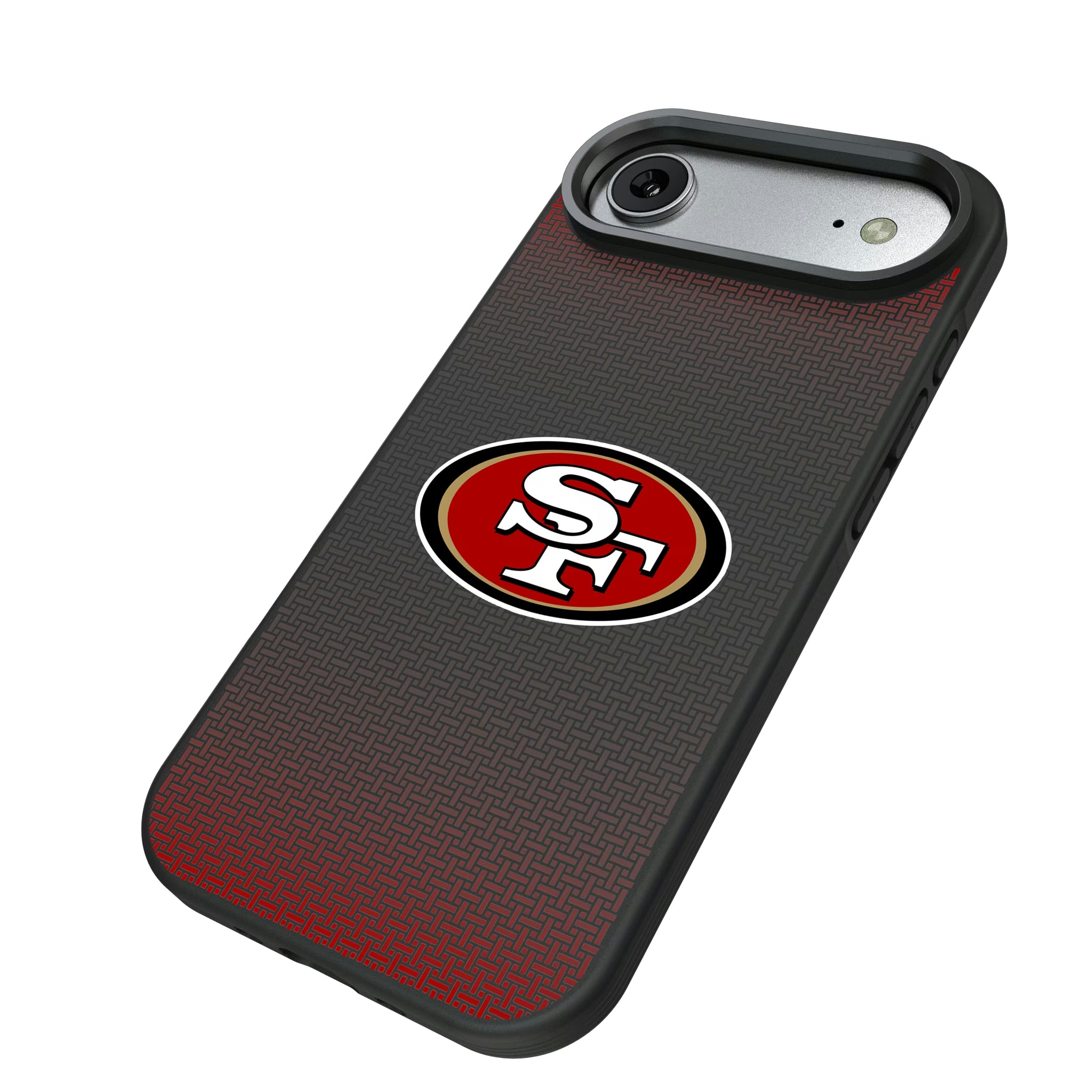 San Francisco 49ers Linen iPhone Bump Phone Case for Apple iPhone - Isometric View#Device_iPhone Air