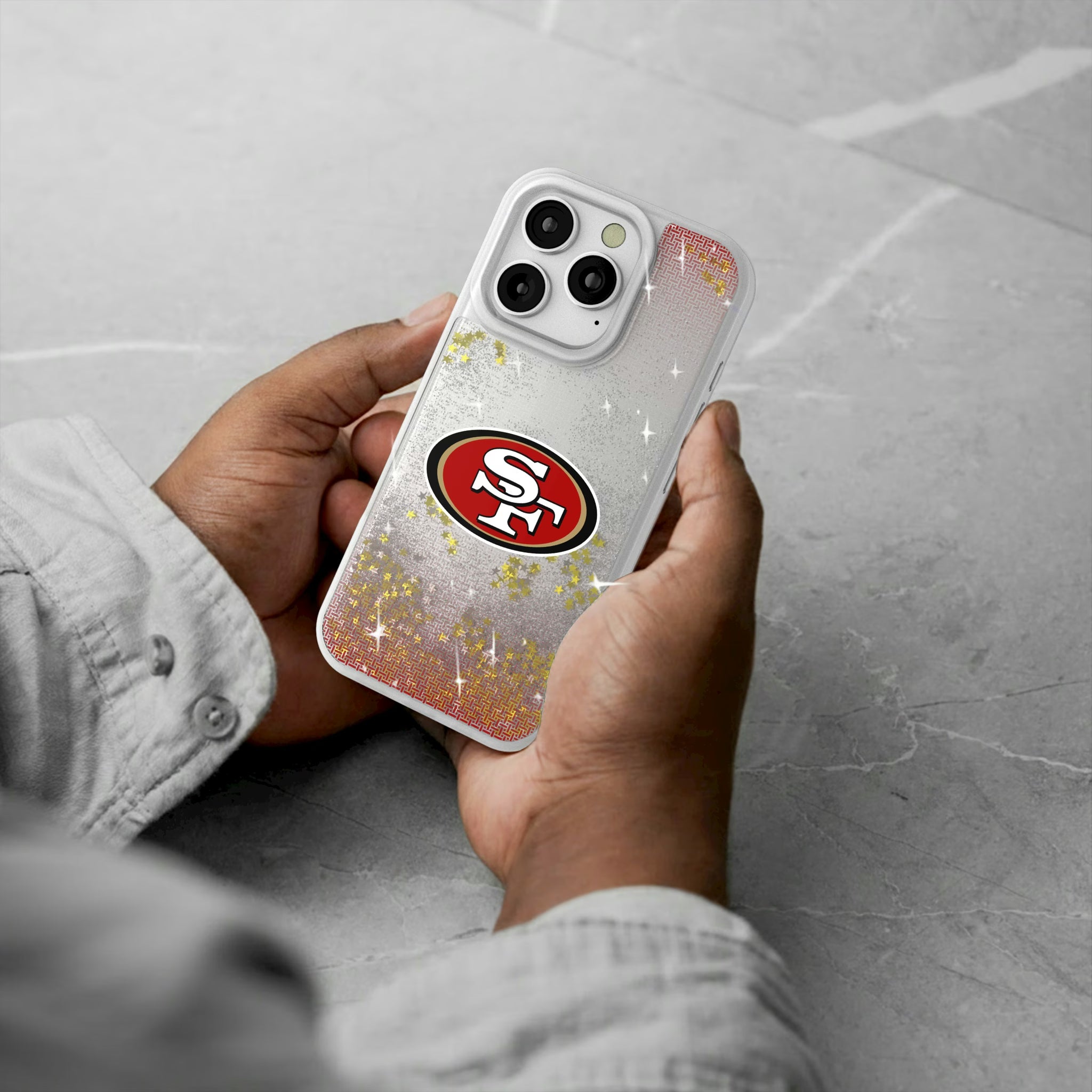 San Francisco 49ers Linen iPhone Glitter Phone Case for Apple iPhone - Lifestyle#Device_iPhone 16 Pro
