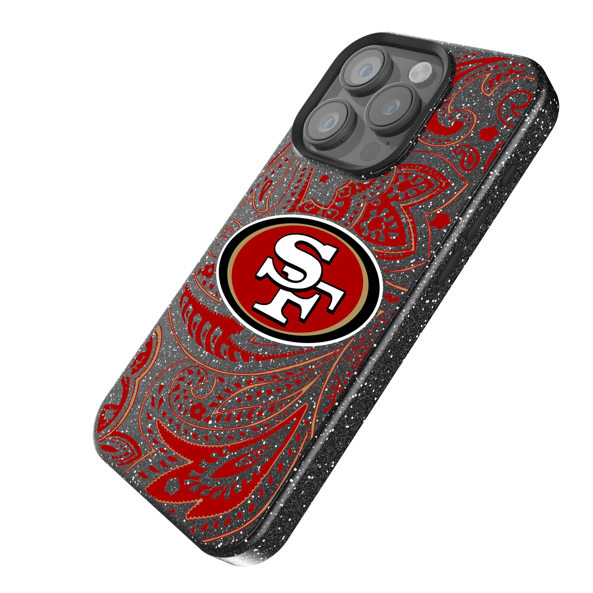 San Francisco 49ers Paisley iPhone Bling Phone Case for Apple iPhone - Isometric View
