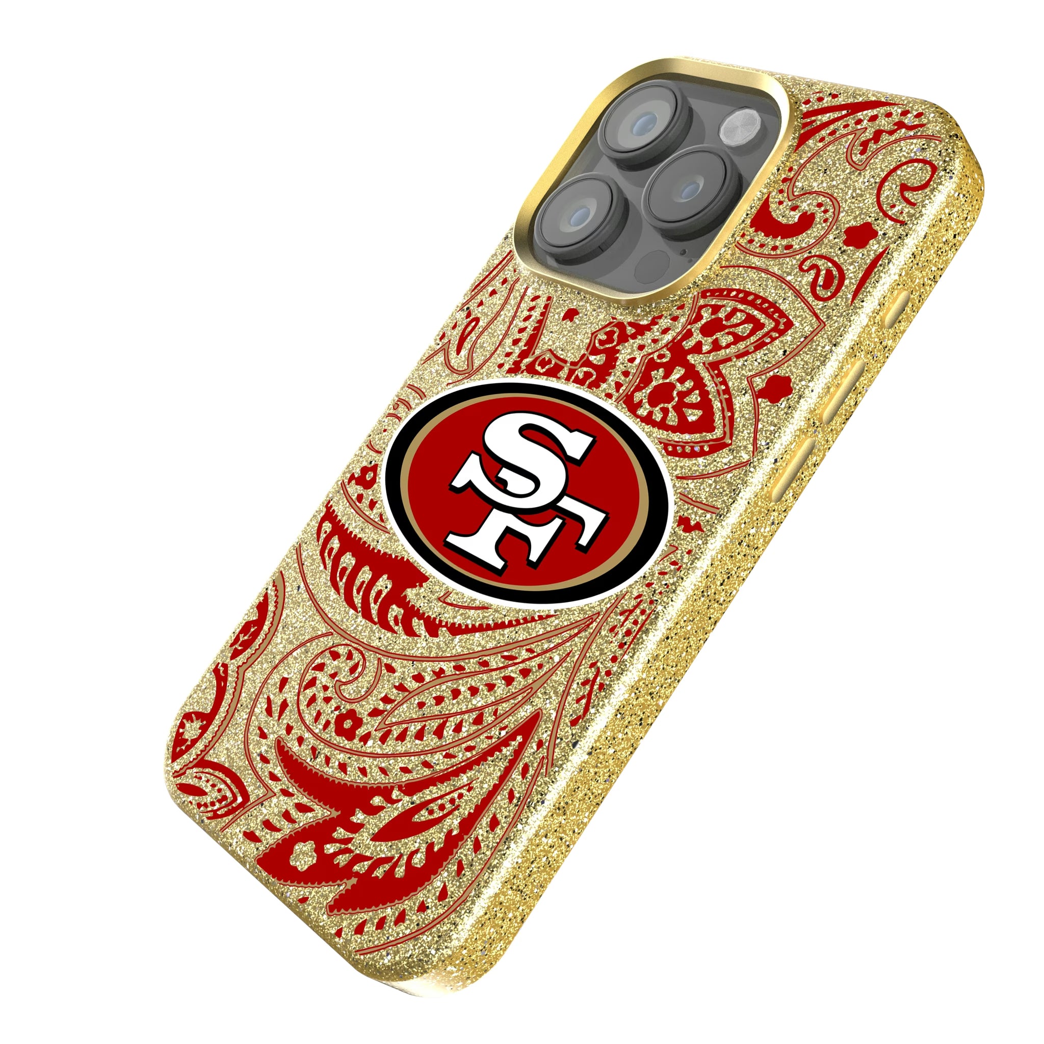 San Francisco 49ers Paisley iPhone Bling Phone Case for Apple iPhone - Isometric View