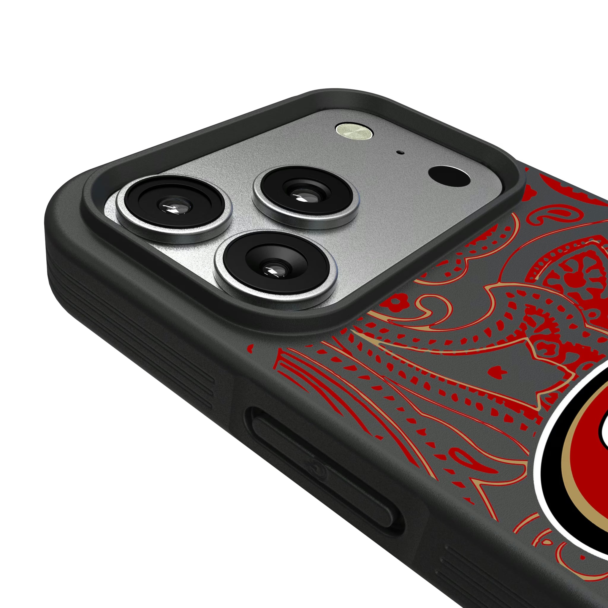San Francisco 49ers Paisley iPhone Bump Phone Case for Apple iPhone - Detail#Device_iPhone 17 Pro