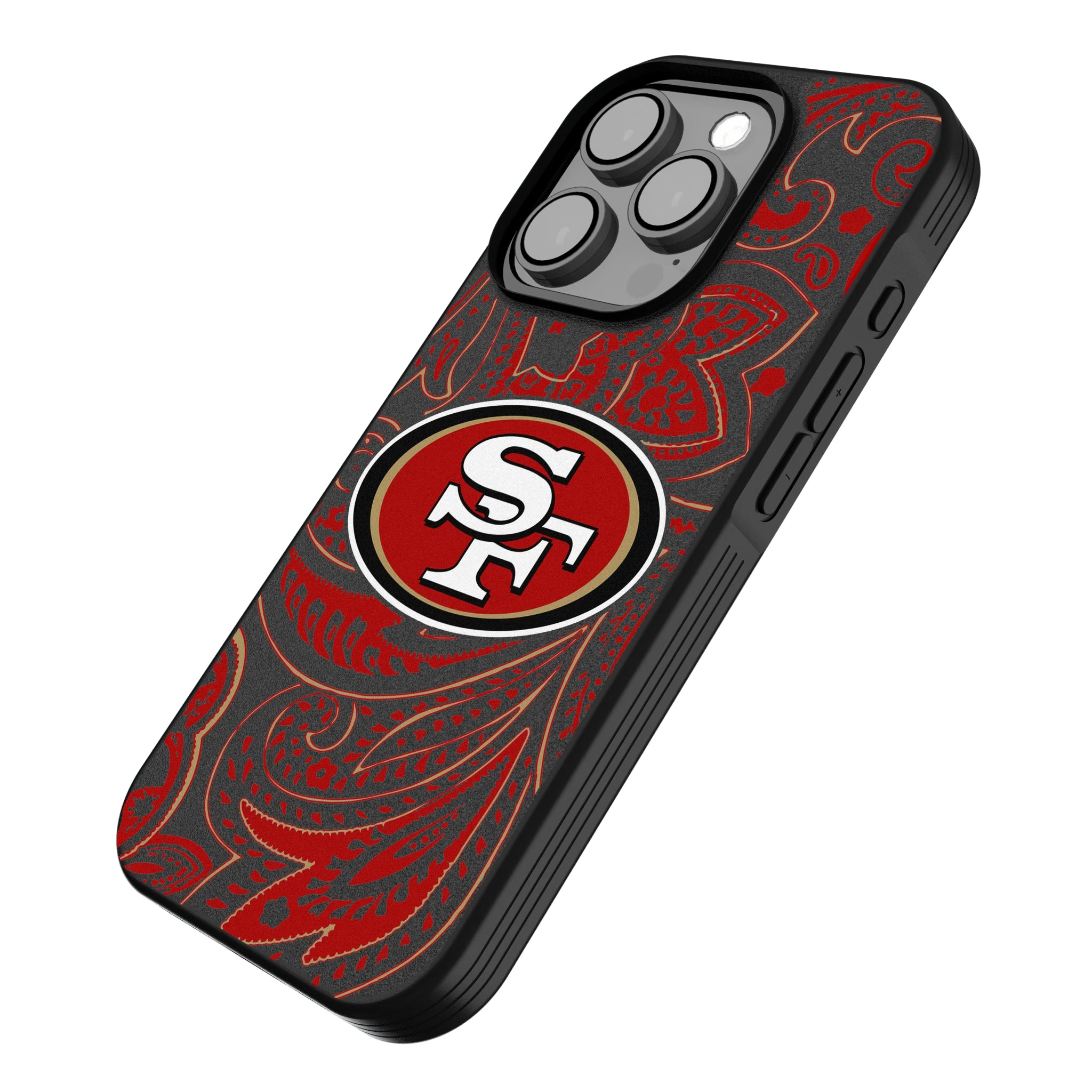 San Francisco 49ers Paisley iPhone Bump Phone Case for Apple iPhone - Isometric View