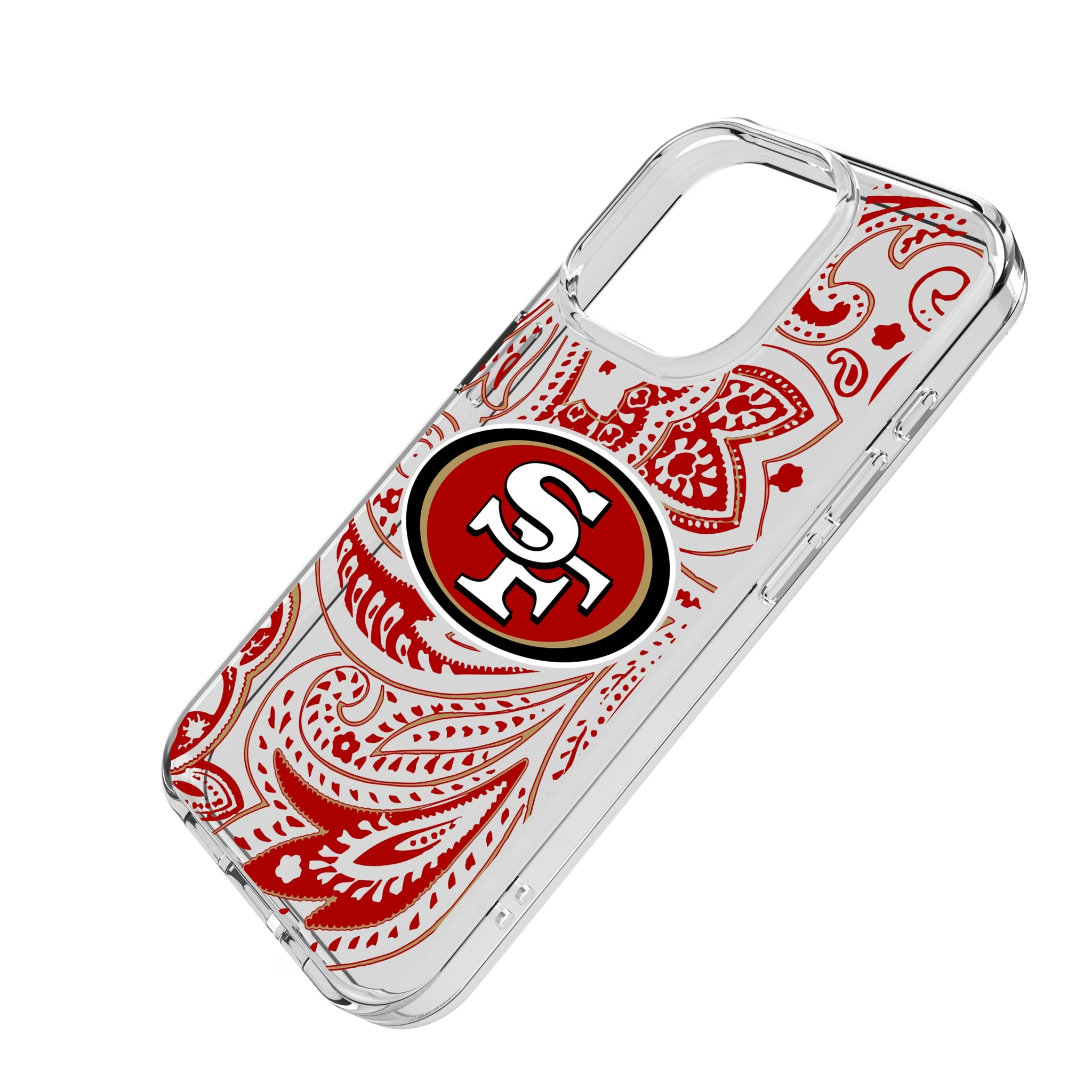 San Francisco 49ers Paisley iPhone Clear Phone Case for Apple iPhone - Isometric View