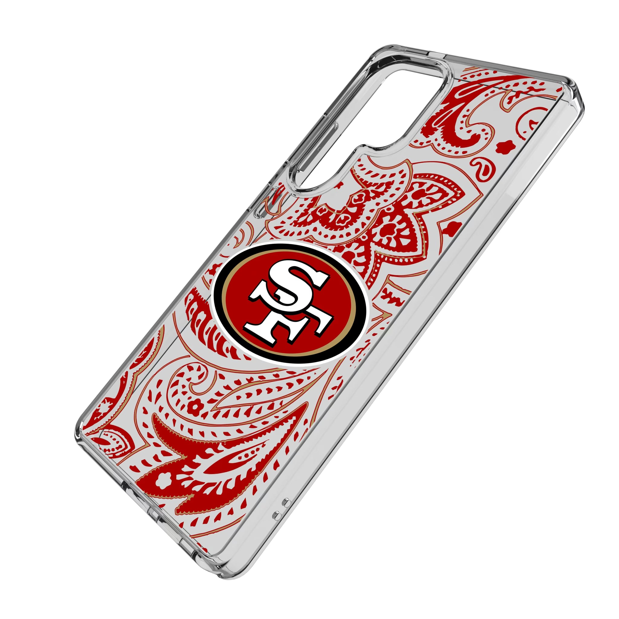 San Francisco 49ers Paisley Galaxy Clear Phone Case for Samsung Galaxy - Isometric View