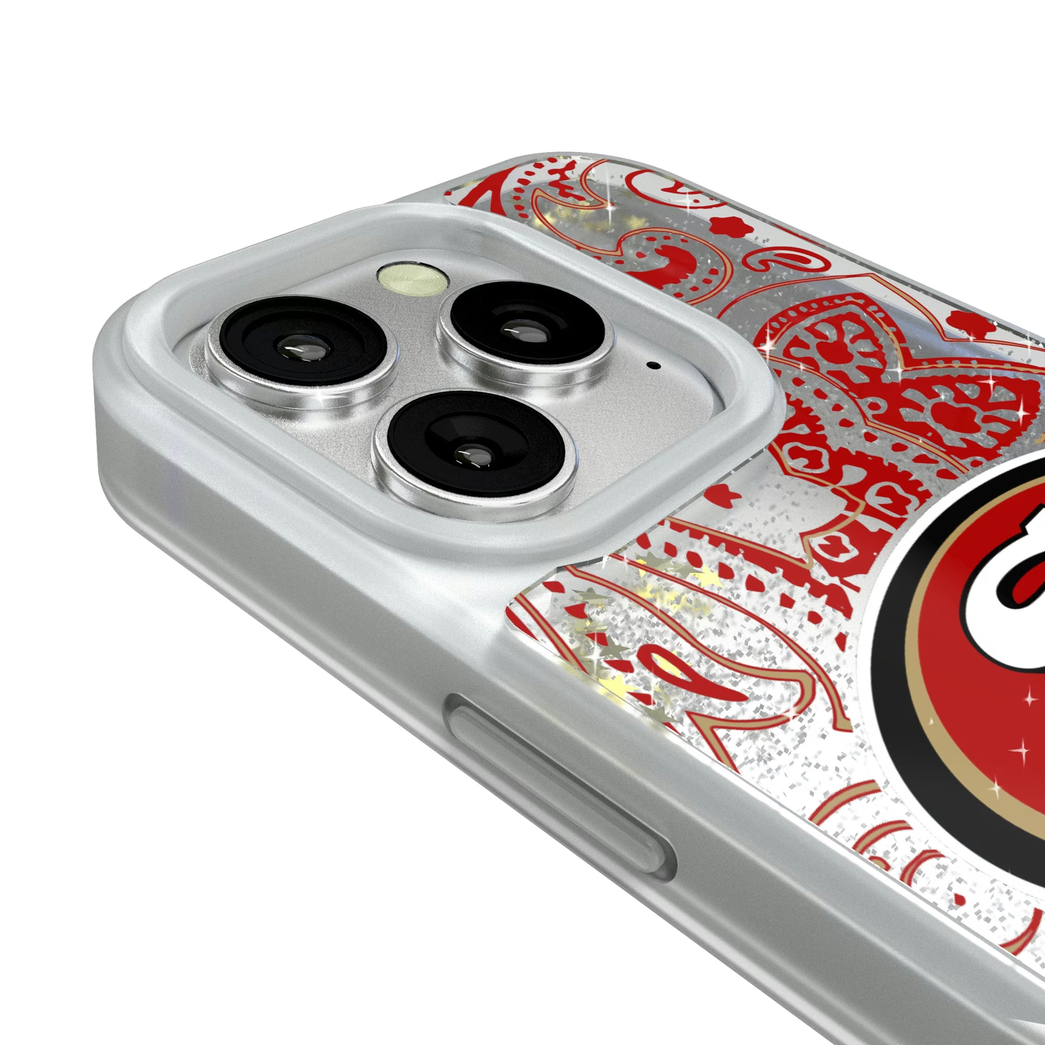 San Francisco 49ers Paisley iPhone Glitter Phone Case for Apple iPhone - Detail#Device_iPhone 16 Pro