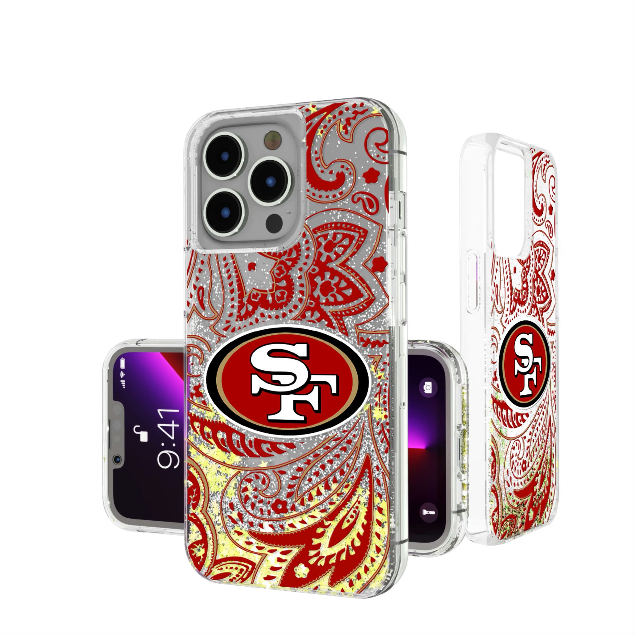 San Francisco 49ers Paisley iPhone Glitter Phone Case for Apple iPhone