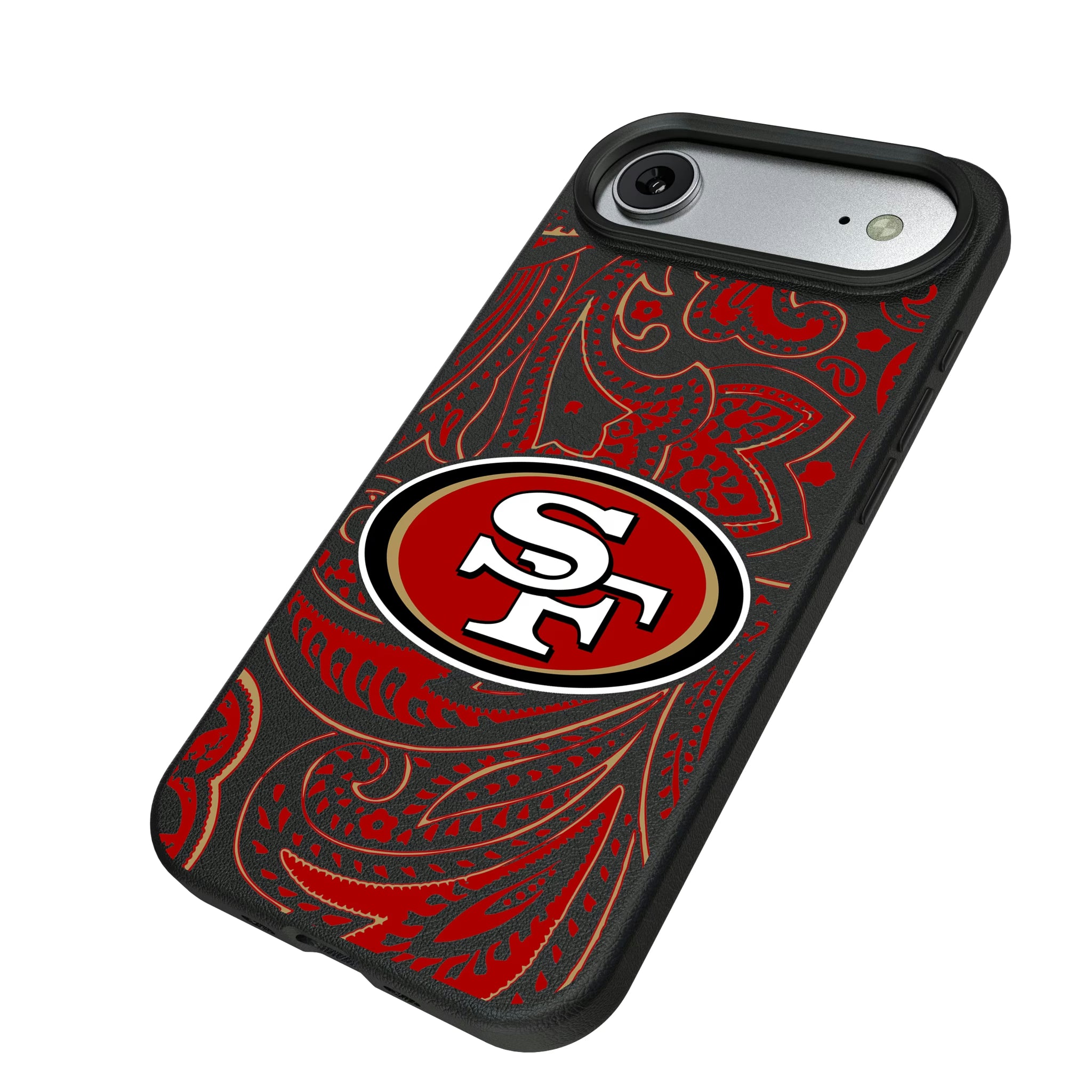 San Francisco 49ers Paisley iPhone MagSafe Compatible Phone Case for Apple iPhone - Isometric View#Device_iPhone Air