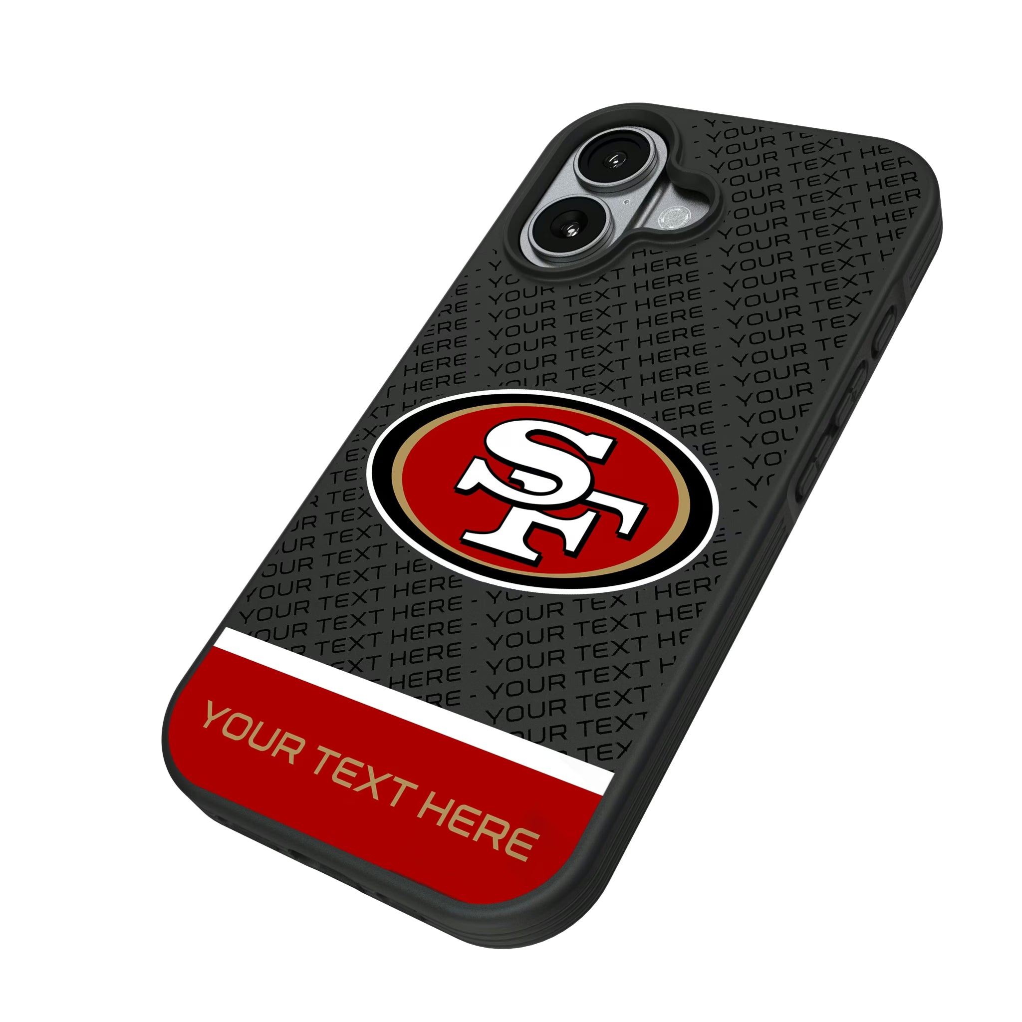 San Francisco 49ers Personalized EndZone Plus iPhone Bump Phone Case for Apple iPhone - Isometric View#Device_iPhone 17