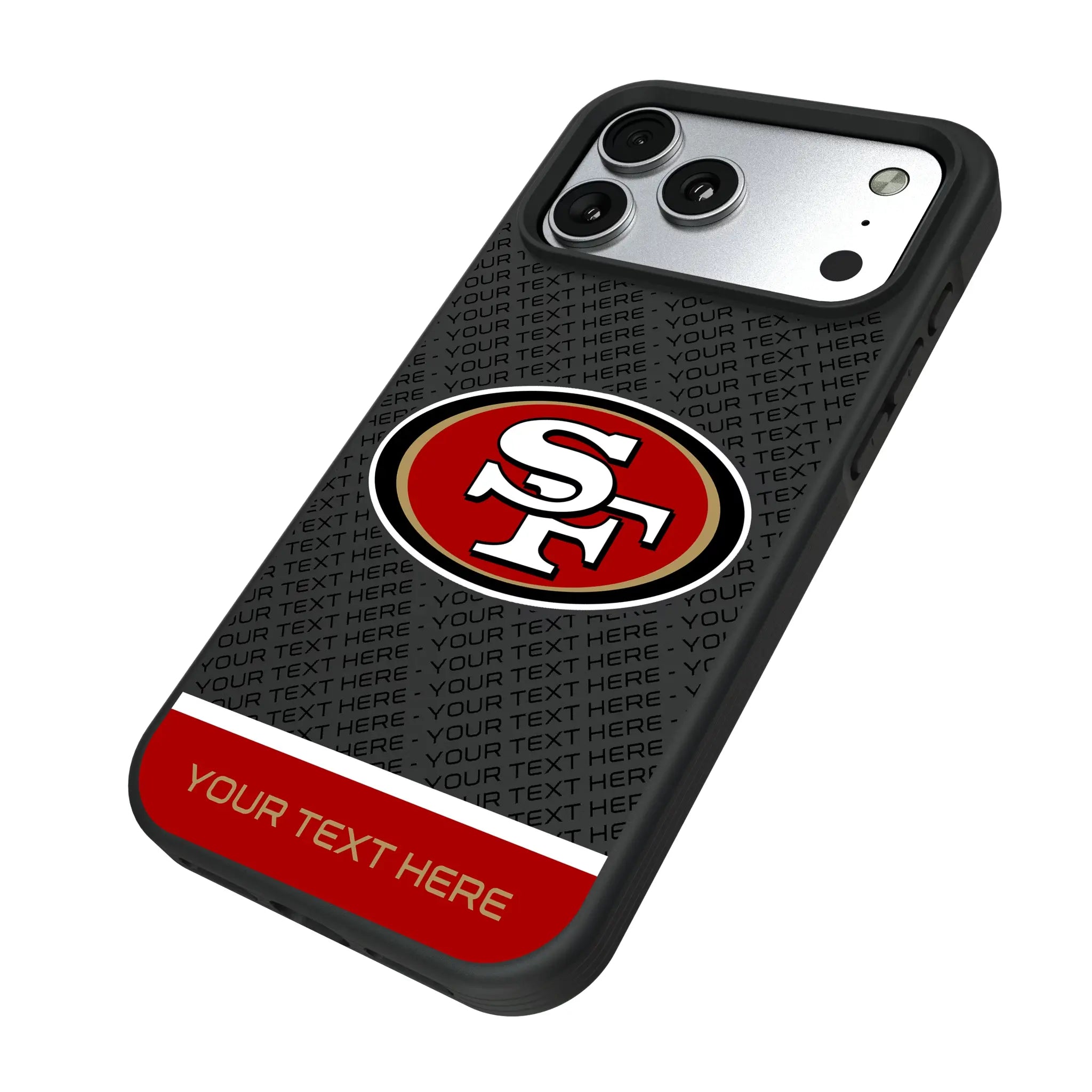 San Francisco 49ers Personalized EndZone Plus iPhone Bump Phone Case for Apple iPhone - Isometric View#Device_iPhone 17 Pro Max