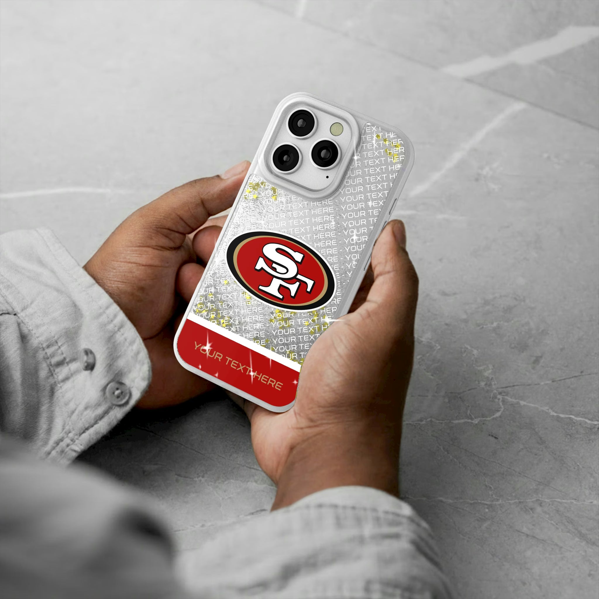 San Francisco 49ers Personalized EndZone Plus iPhone Glitter Phone Case for Apple iPhone - Lifestyle#Device_iPhone 16 Pro