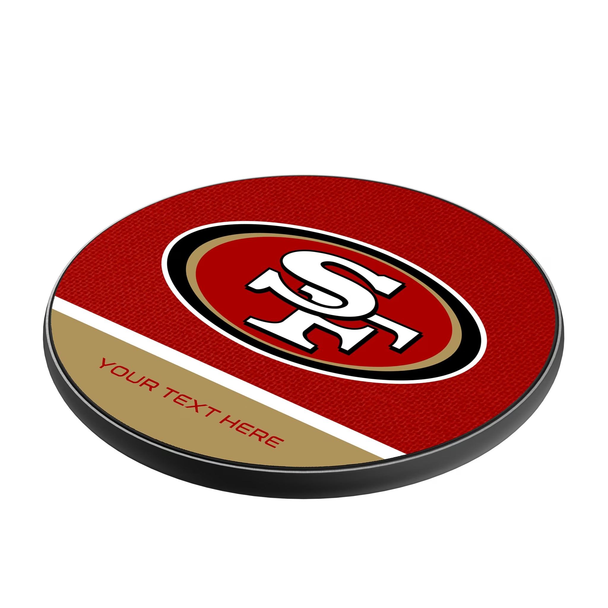San Francisco 49ers Personalized Endzone Solid 15-Watt Wireless Charger - Isometric View