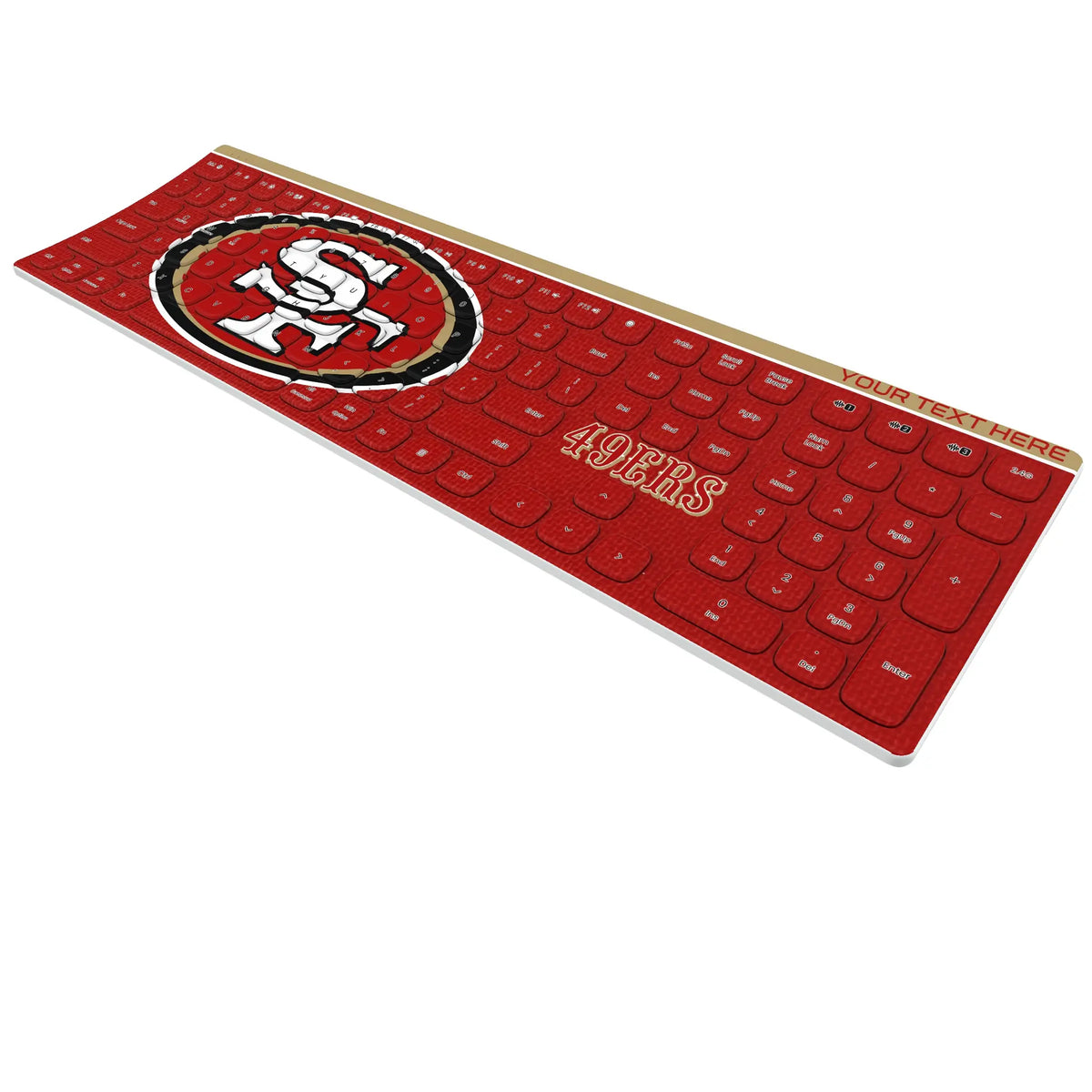 San Francisco 49ers Personalized Endzone Solid KKB605 Curved Wireless Keyboard - Isometric View