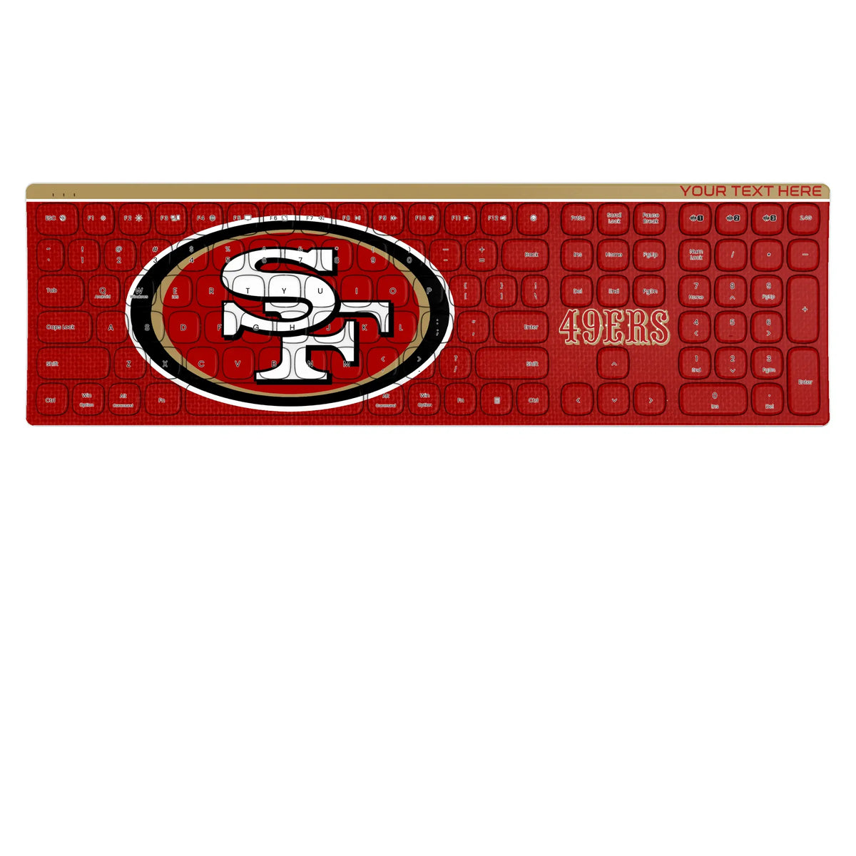 San Francisco 49ers Personalized Endzone Solid KKB605 Curved Wireless Keyboard