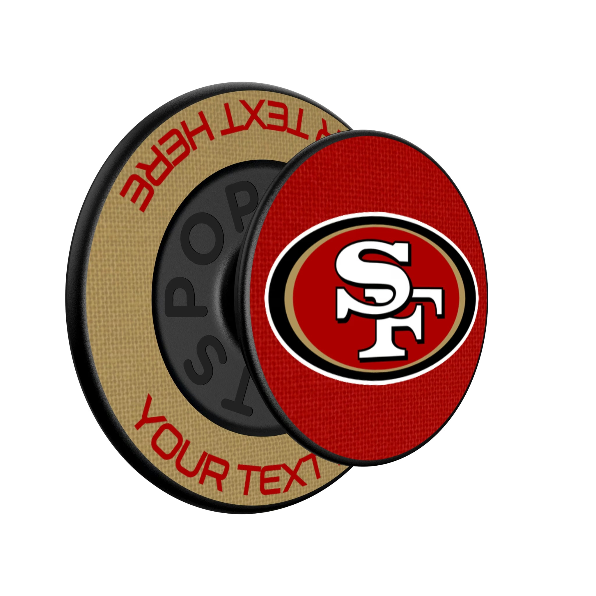 San Francisco 49ers Personalized Endzone Solid Popsockets Round Magnetic - Isometric View