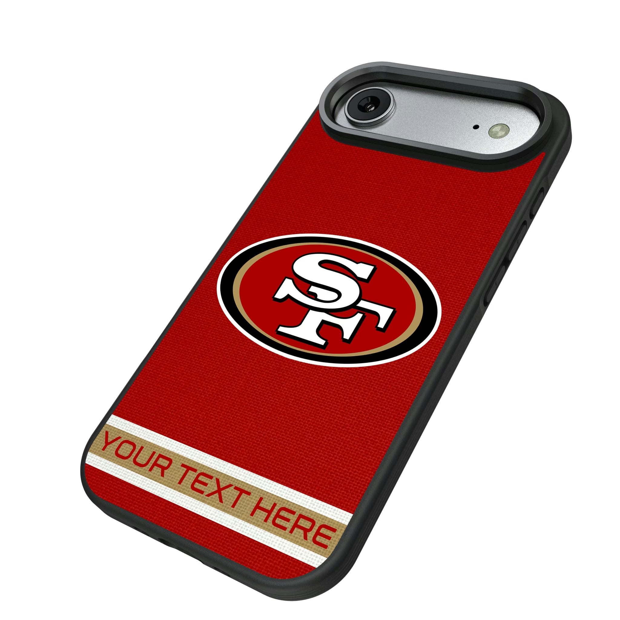 San Francisco 49ers Personalized Stripe iPhone Bump Phone Case for Apple iPhone - Isometric View#Device_iPhone Air