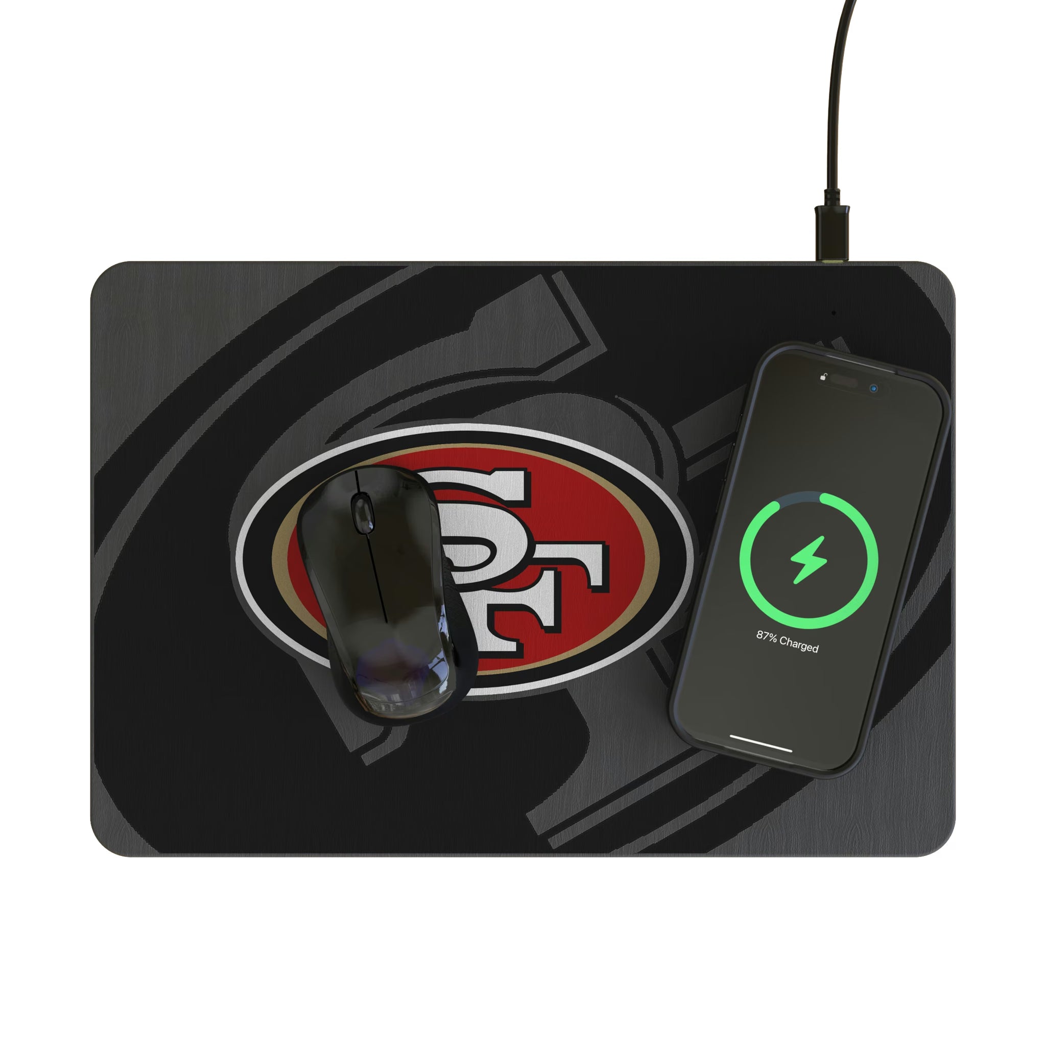 San Francisco 49ers Personalized Tilt 15-Watt Wireless Charger and Mouse Pad - Lifestyle