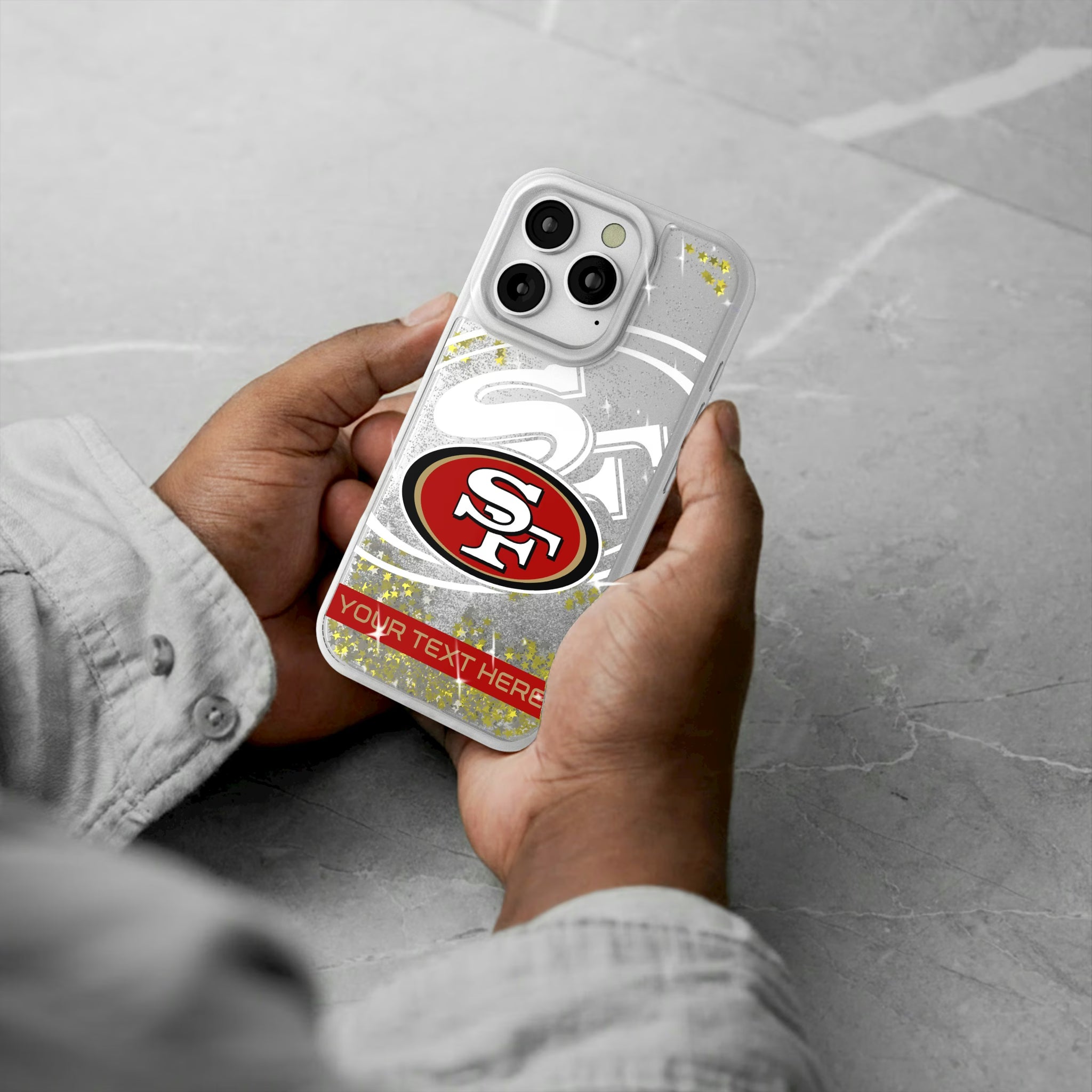 San Francisco 49ers Personalized Tilt iPhone Glitter Phone Case for Apple iPhone - Lifestyle#Device_iPhone 16 Pro