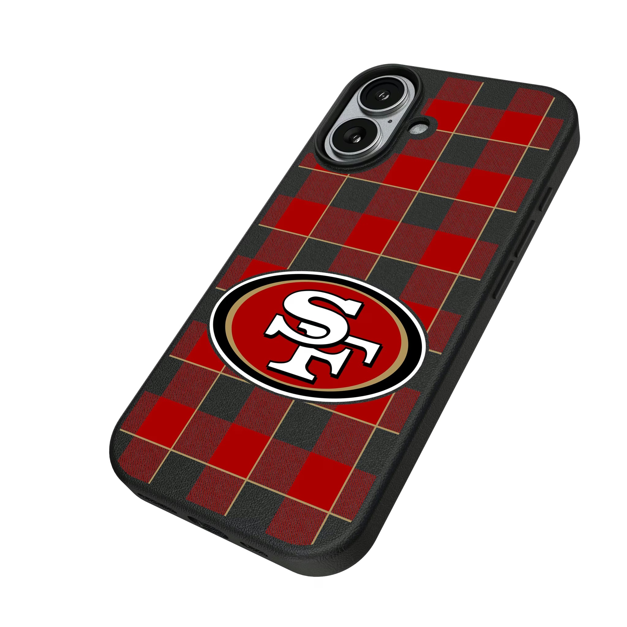 San Francisco 49ers Plaid iPhone MagSafe Compatible Phone Case for Apple iPhone - Isometric View#Device_iPhone 17