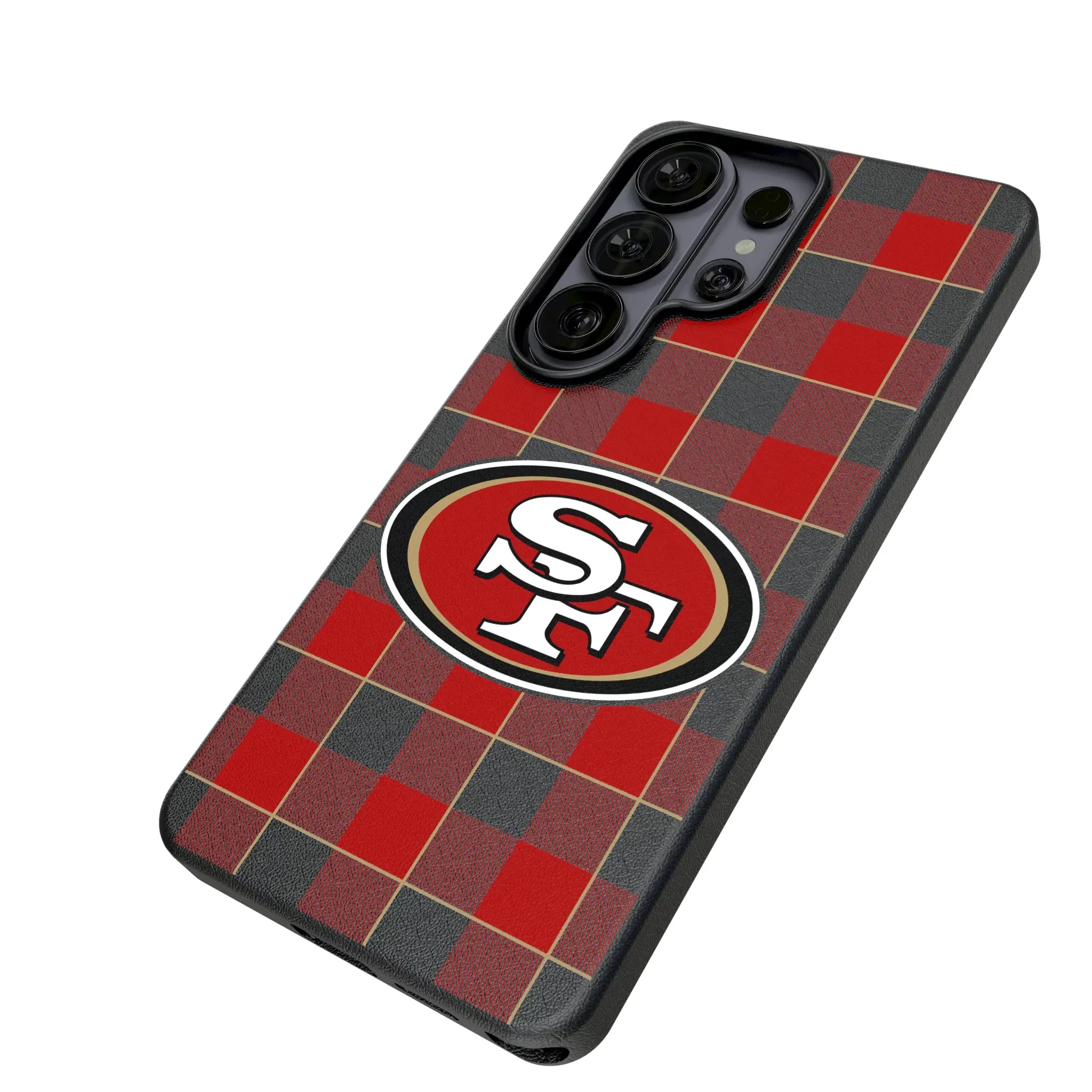 San Francisco 49ers Plaid Galaxy MagSafe Compatible Phone Case for Samsung Galaxy - Isometric View#Device_Galaxy S26 Ultra