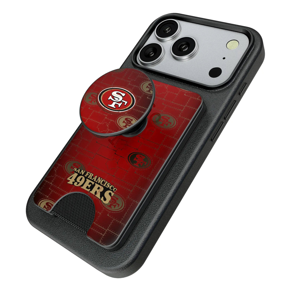 San Francisco 49ers Rivet Popsockets Wallet Magnetic - Isometric View