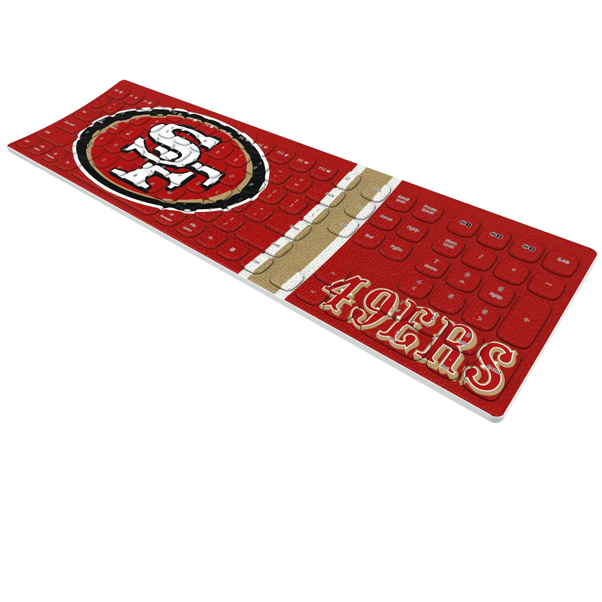 San Francisco 49ers Stripe KKB605 Curved Wireless Keyboard - Isometric View