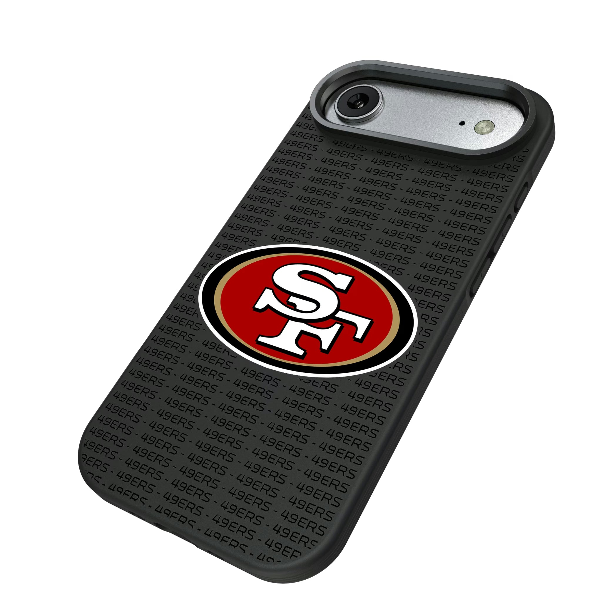 San Francisco 49ers Text Backdrop iPhone Bump Phone Case for Apple iPhone - Isometric View#Device_iPhone Air
