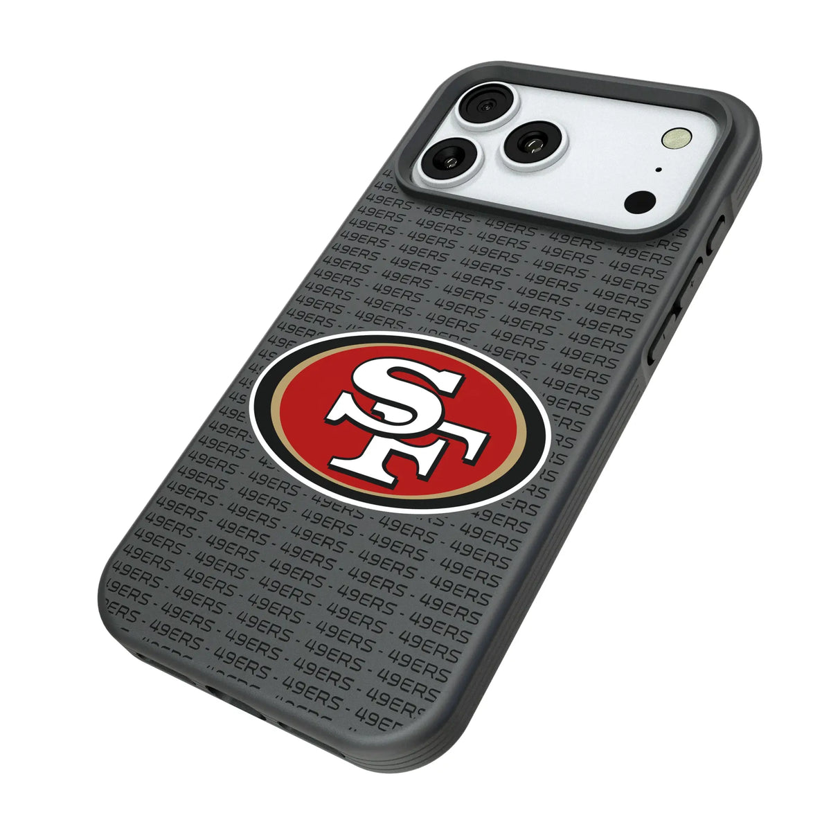 San Francisco 49ers Text Backdrop iPhone Bump Phone Case for Apple iPhone - Isometric View#Device_iPhone 18 Pro Max