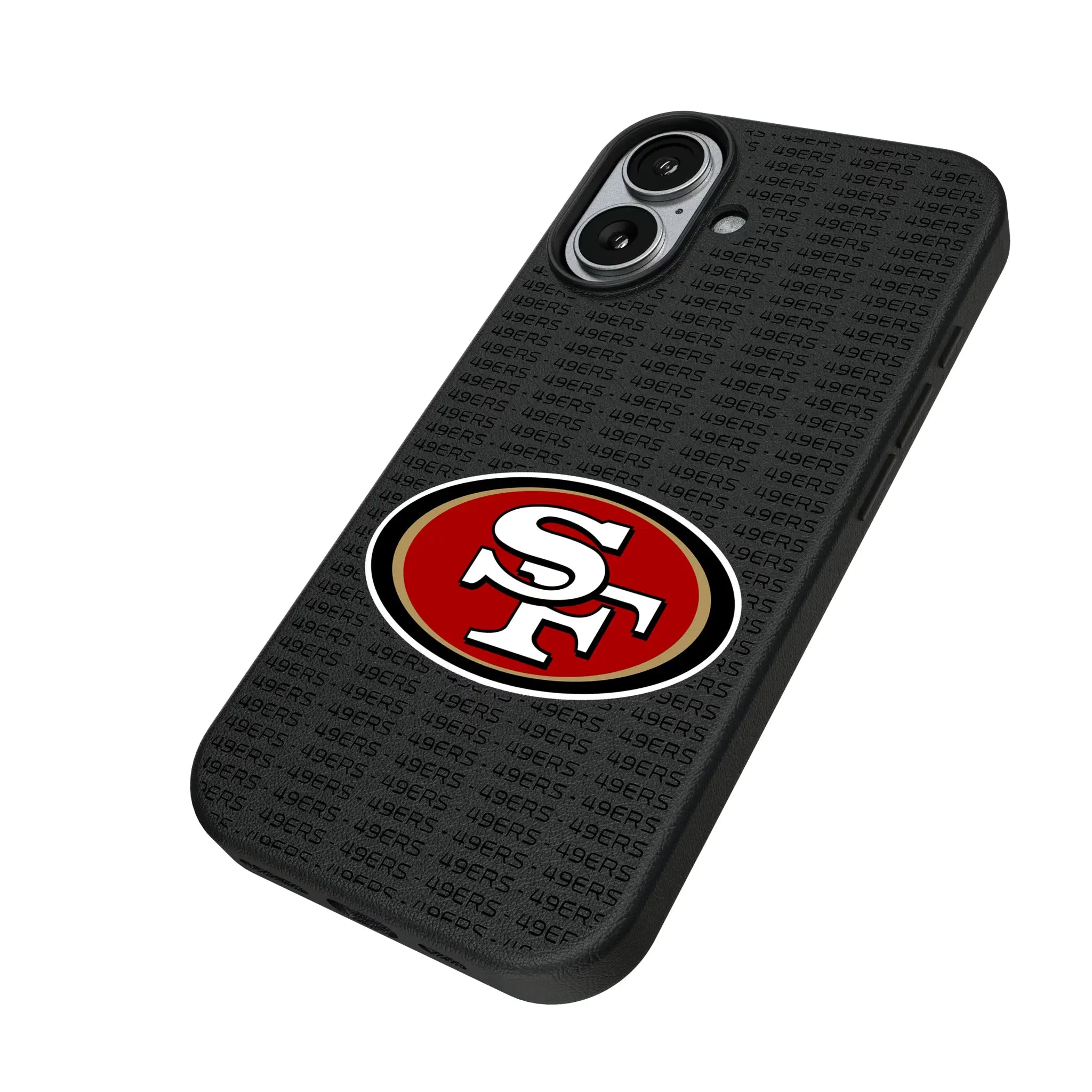 San Francisco 49ers Text Backdrop iPhone MagSafe Compatible Phone Case for Apple iPhone - Isometric View#Device_iPhone 17