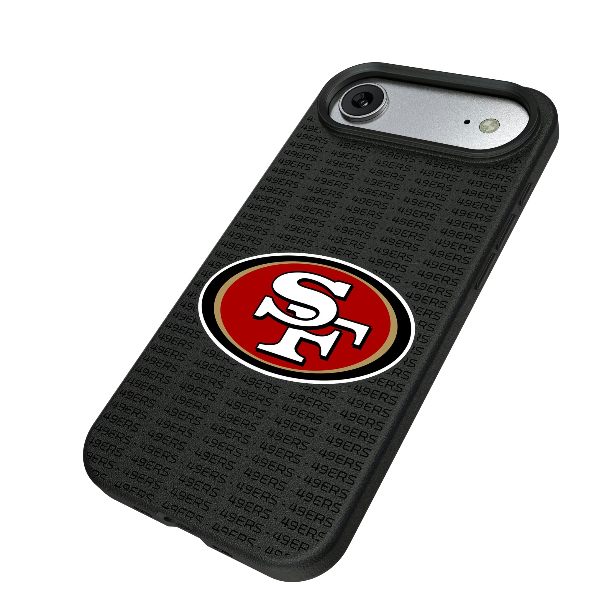 San Francisco 49ers Text Backdrop iPhone MagSafe Compatible Phone Case for Apple iPhone - Isometric View#Device_iPhone Air